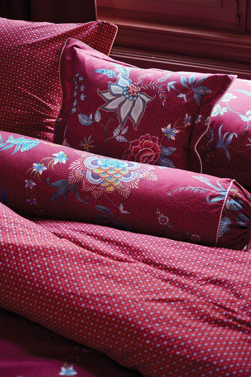 Pillowcase Flower Festival Dark Red