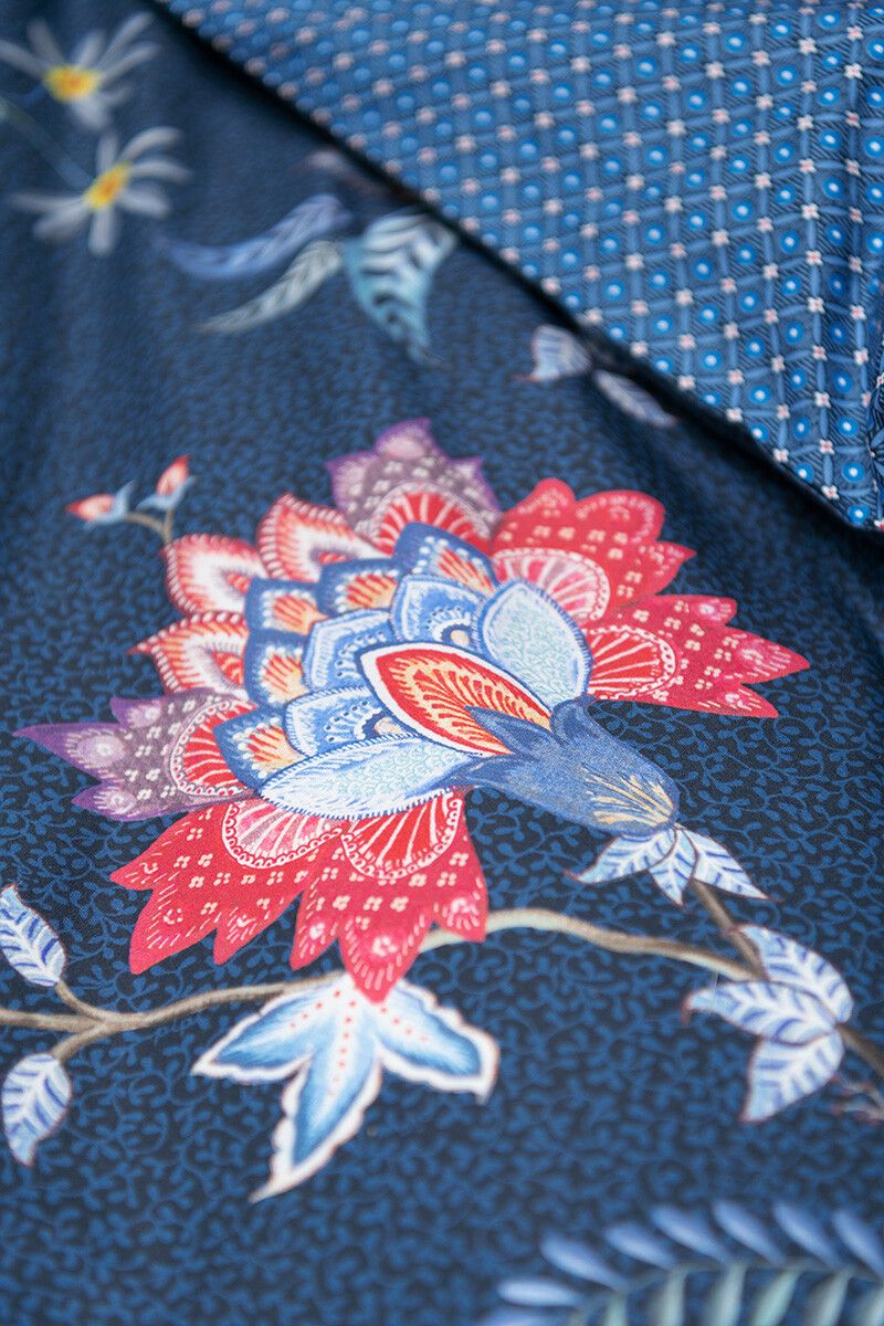 Duvet Cover Set Flower Festival Dark Blue