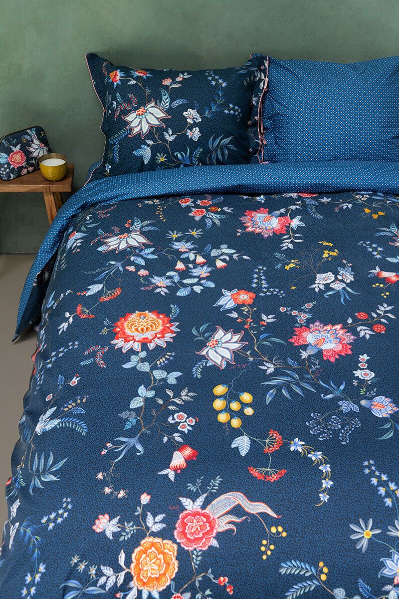 Duvet Cover Set Flower Festival Dark Blue