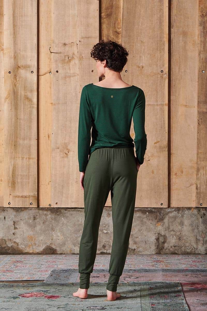 Top Lange Ärmel Little Sumo Stripe Dunkelgrün