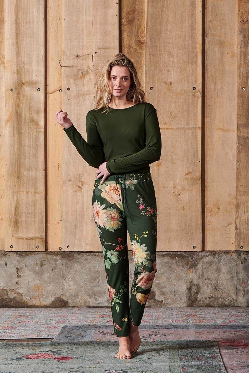 Lange Broek Tokyo Bouquet Donkergroen