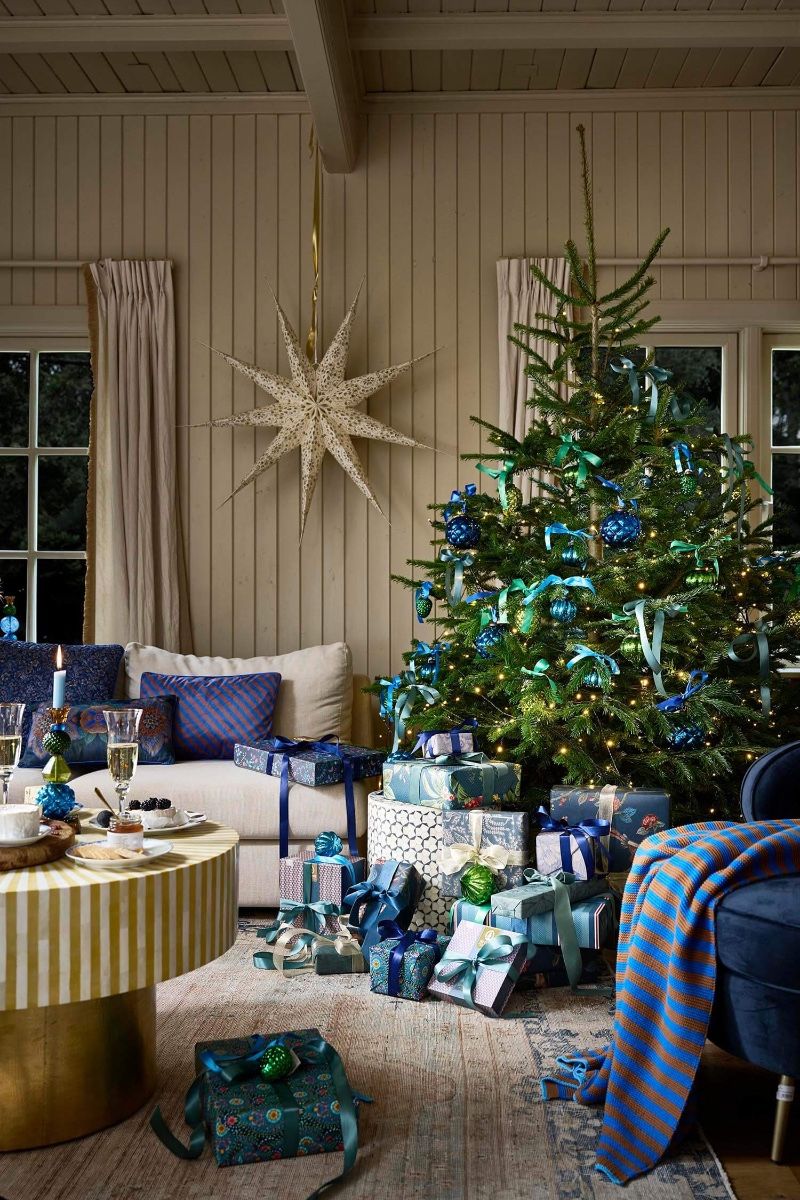 Weihnachtskugel Glas Blau 7.5cm