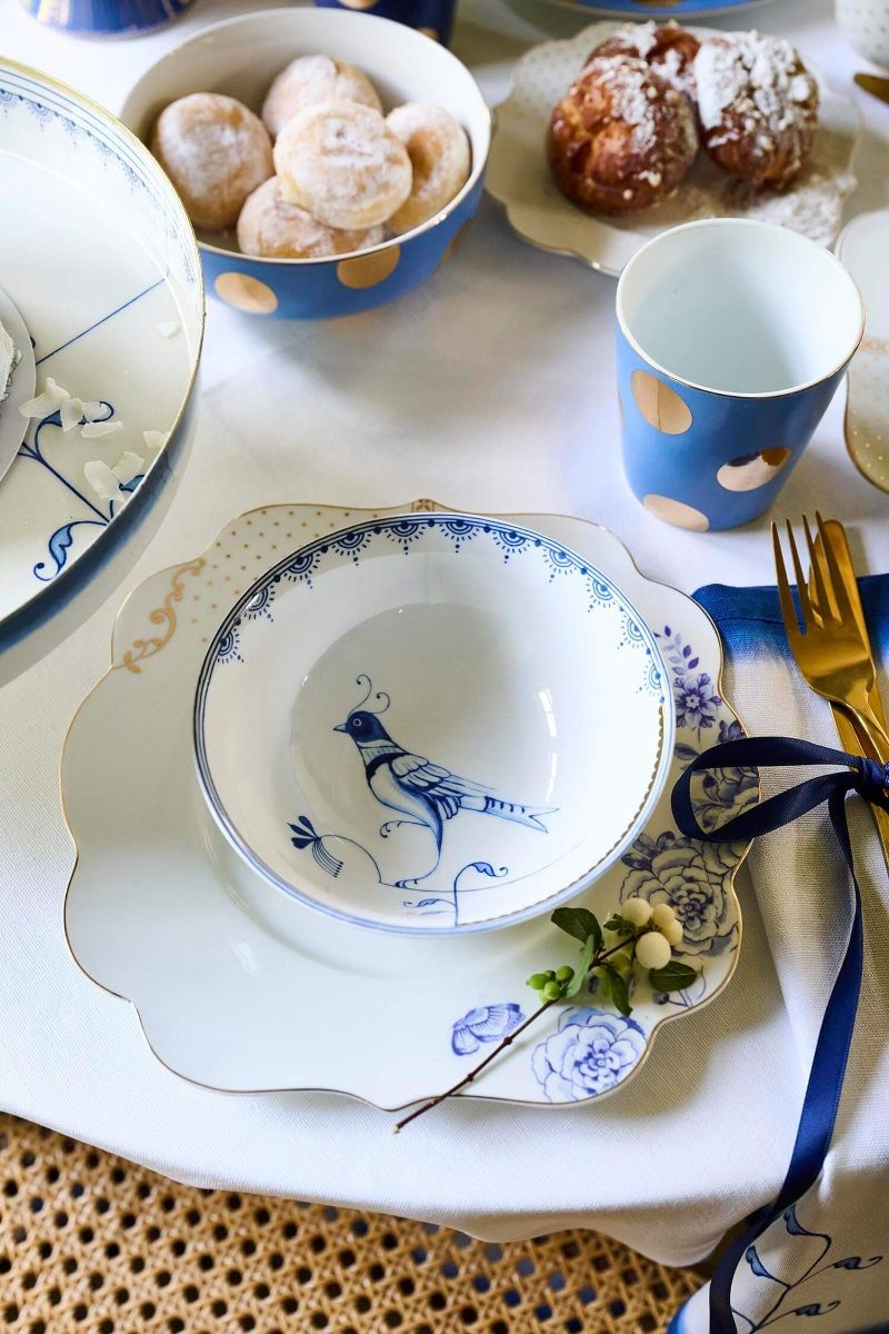 Assiette à Petit-Déjeuner Royal White Points Dorés 23,5 cm