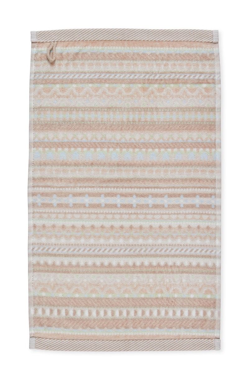 Lot de 3 Serviettes Invité Geometric Print Sable 30x50
