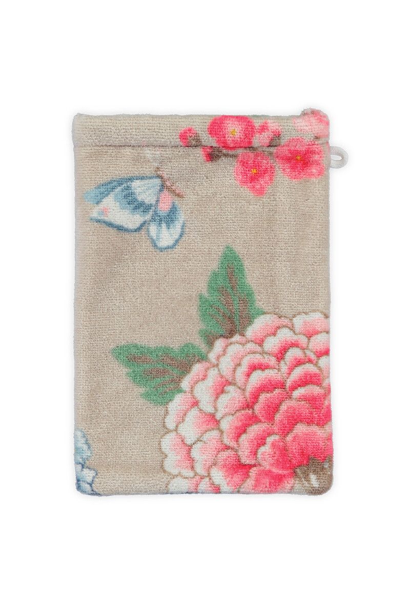 Lot de 3 Gants de Toilette Good Evening en Coloris Kaki 16 x 22 cm