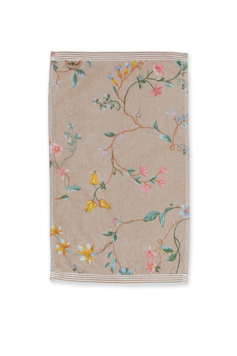 Gastendoek Set/3 Les Fleurs Khaki 30x50 cm