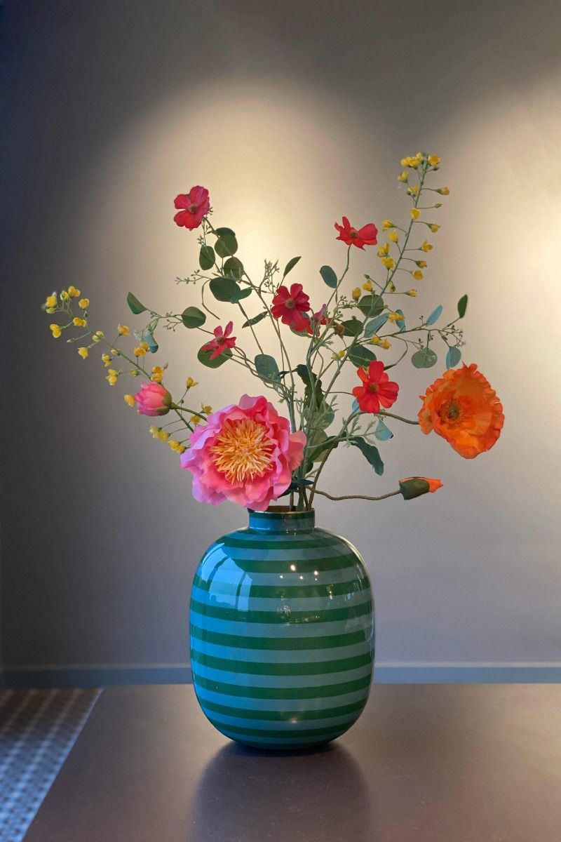 Vase en Métal Stripes Vert 32cm