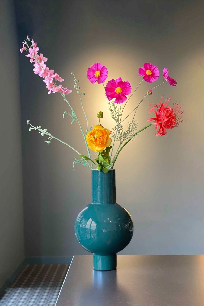 Metall Vase Dunkelgrün 40cm