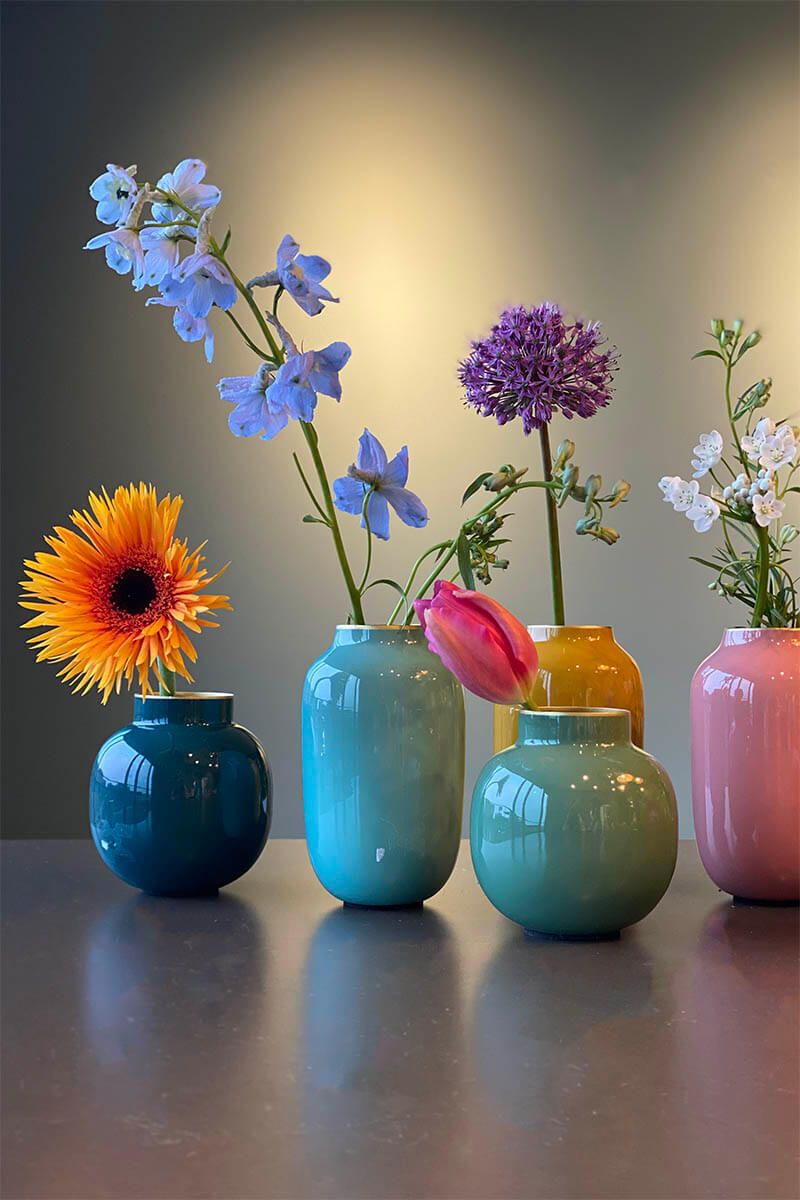 Runde Mini Vase Dunkelgrün 10 cm