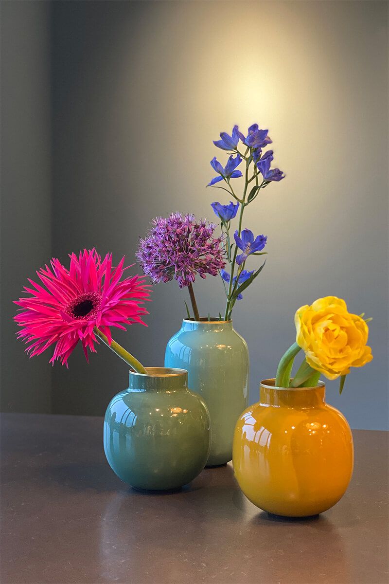 Ovale Mini Vase Blau 14 cm