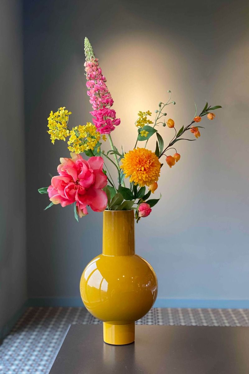 Metal Vase Yellow 40cm