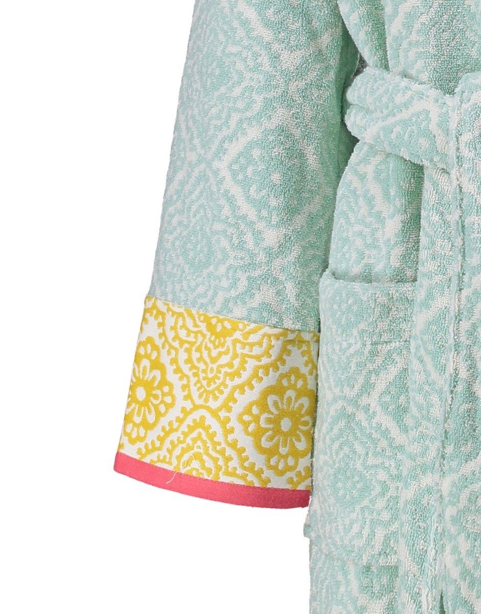 Badjas Jacquard Check Lichtblauw