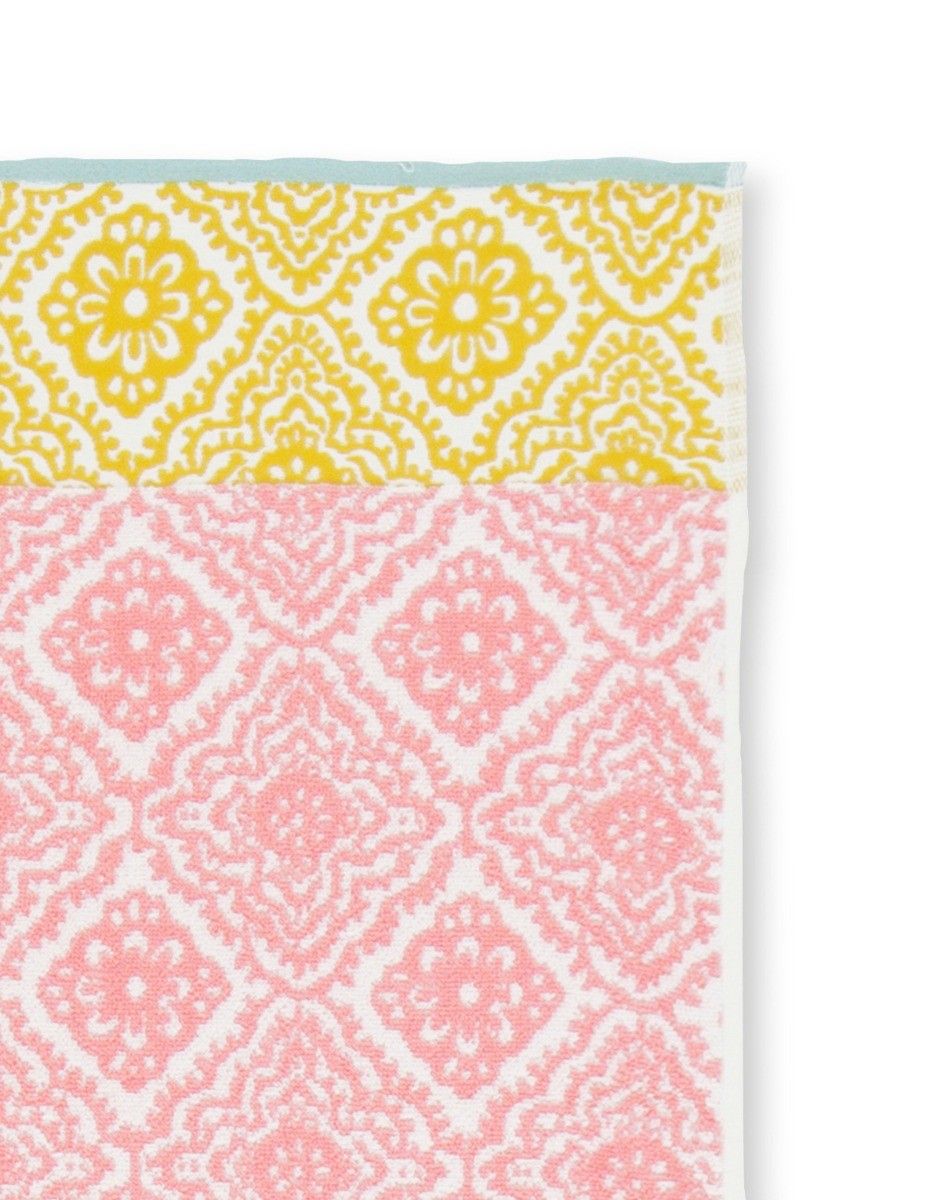 Large Bath towel Jacquard Check Pink 70x140 cm