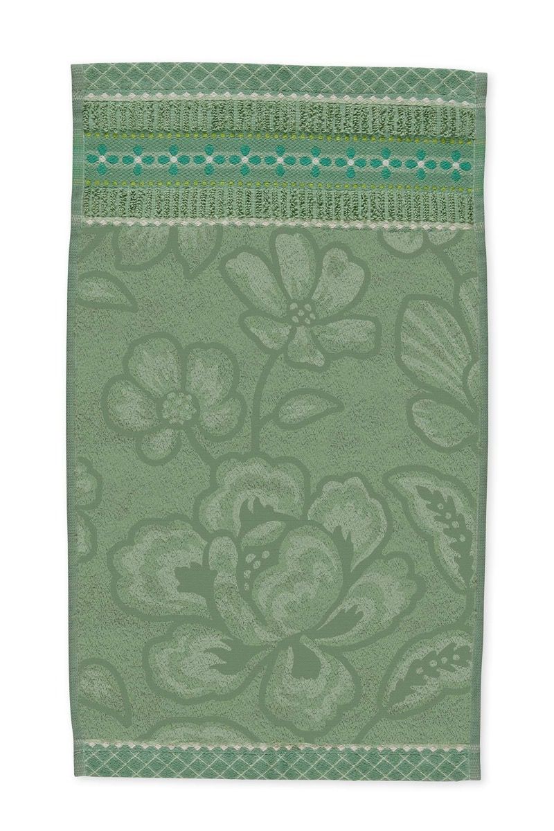Lot de 3 Serviettes Invité Jasmin Jacquard Vert 30x50cm
