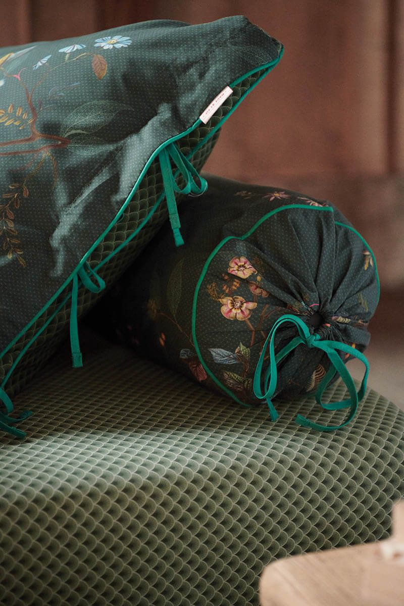Pillowcase Kawai Flower Dark Green