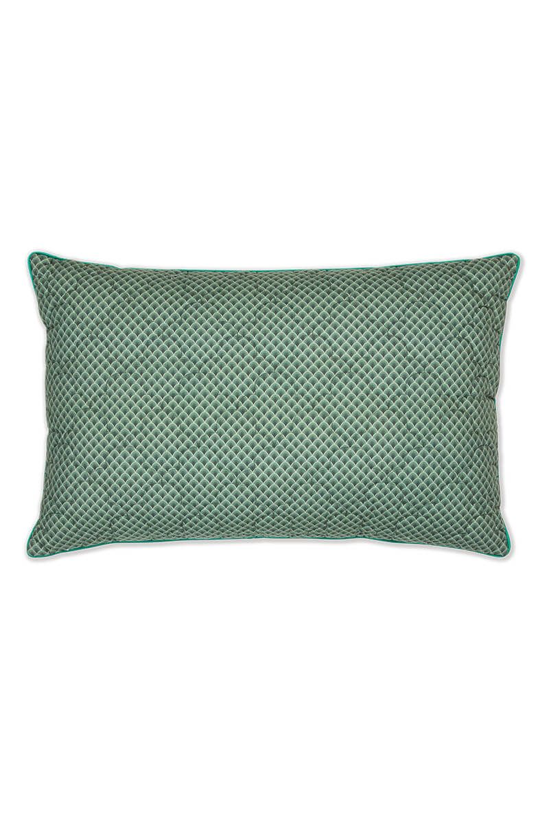 Cushion Rectangle Quilted Kawai Flower Dark Green