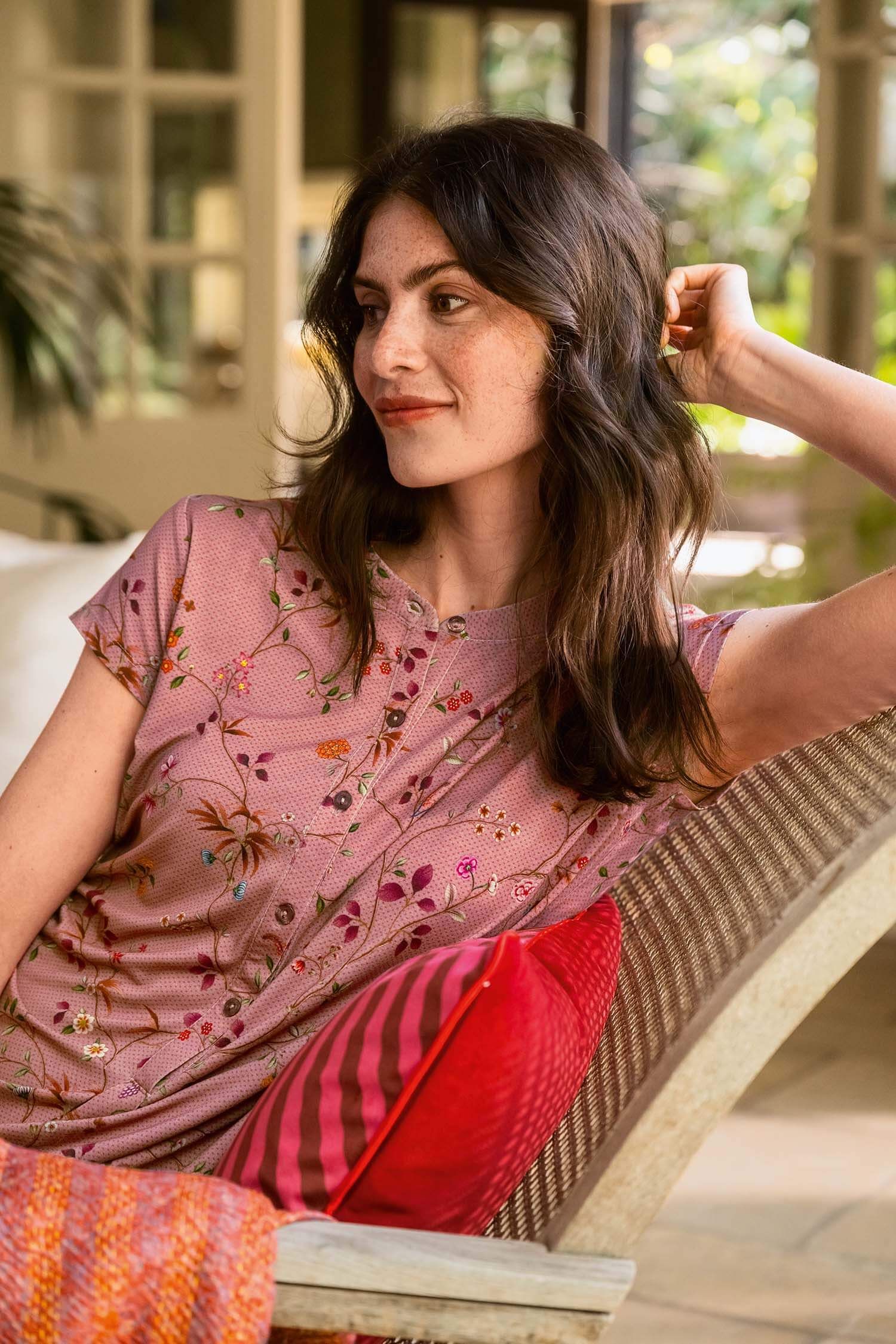 Dalia Nachthemd Korte Mouw Delhi Dreams Roze