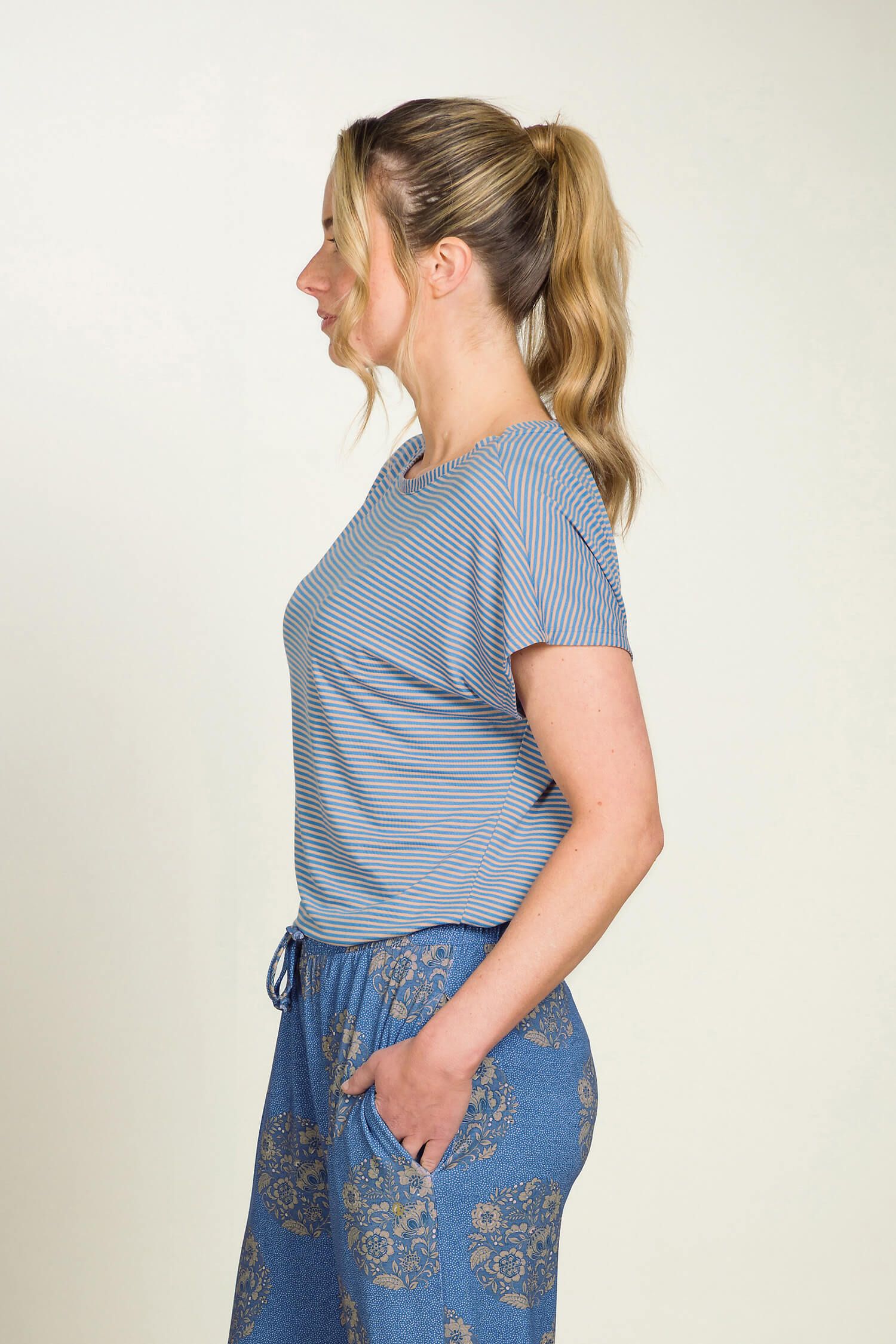 Tatum Top Korte Mouw Little Sumo Stripe Blauw