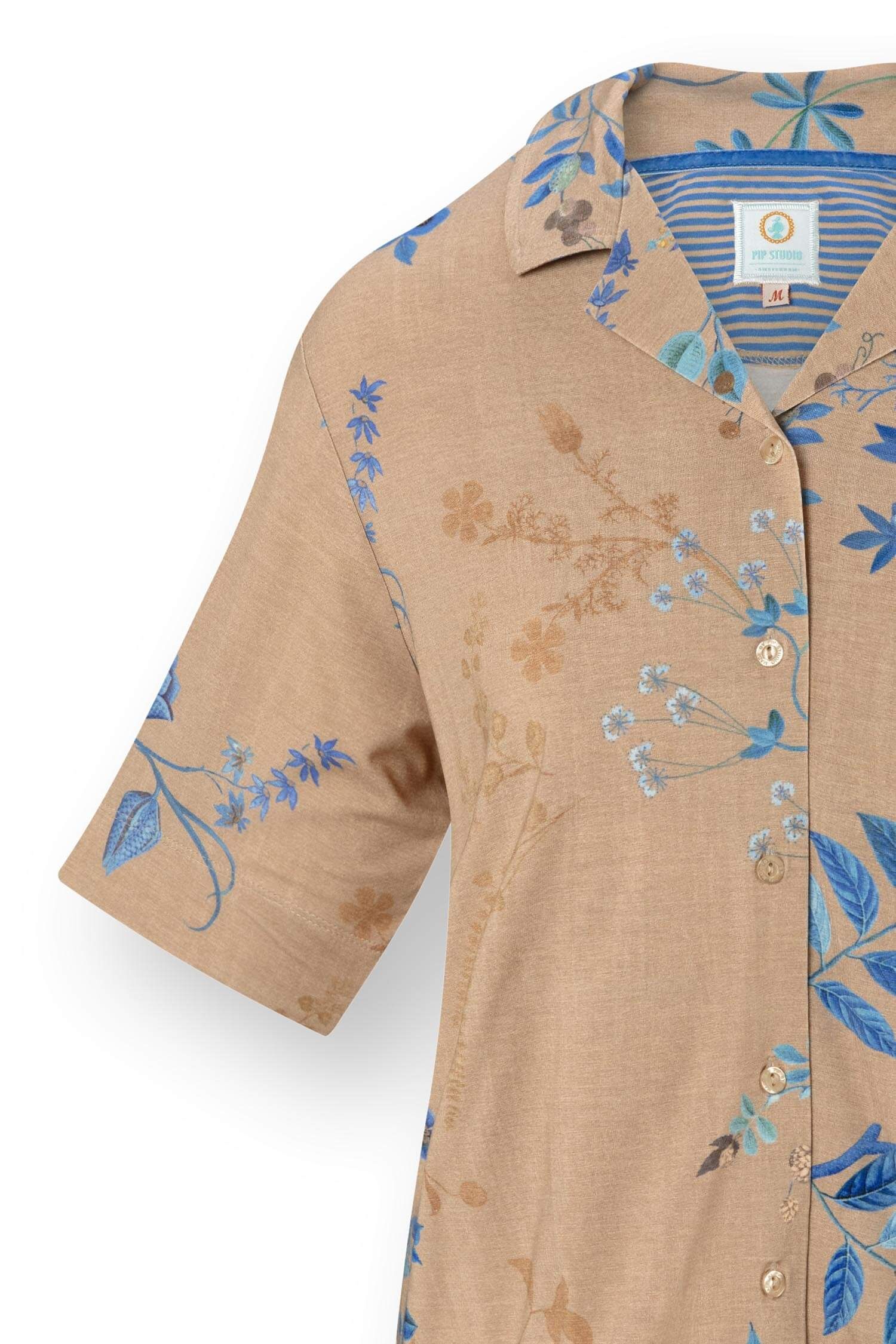 Flora Top Korte Mouw Marigold Blauw