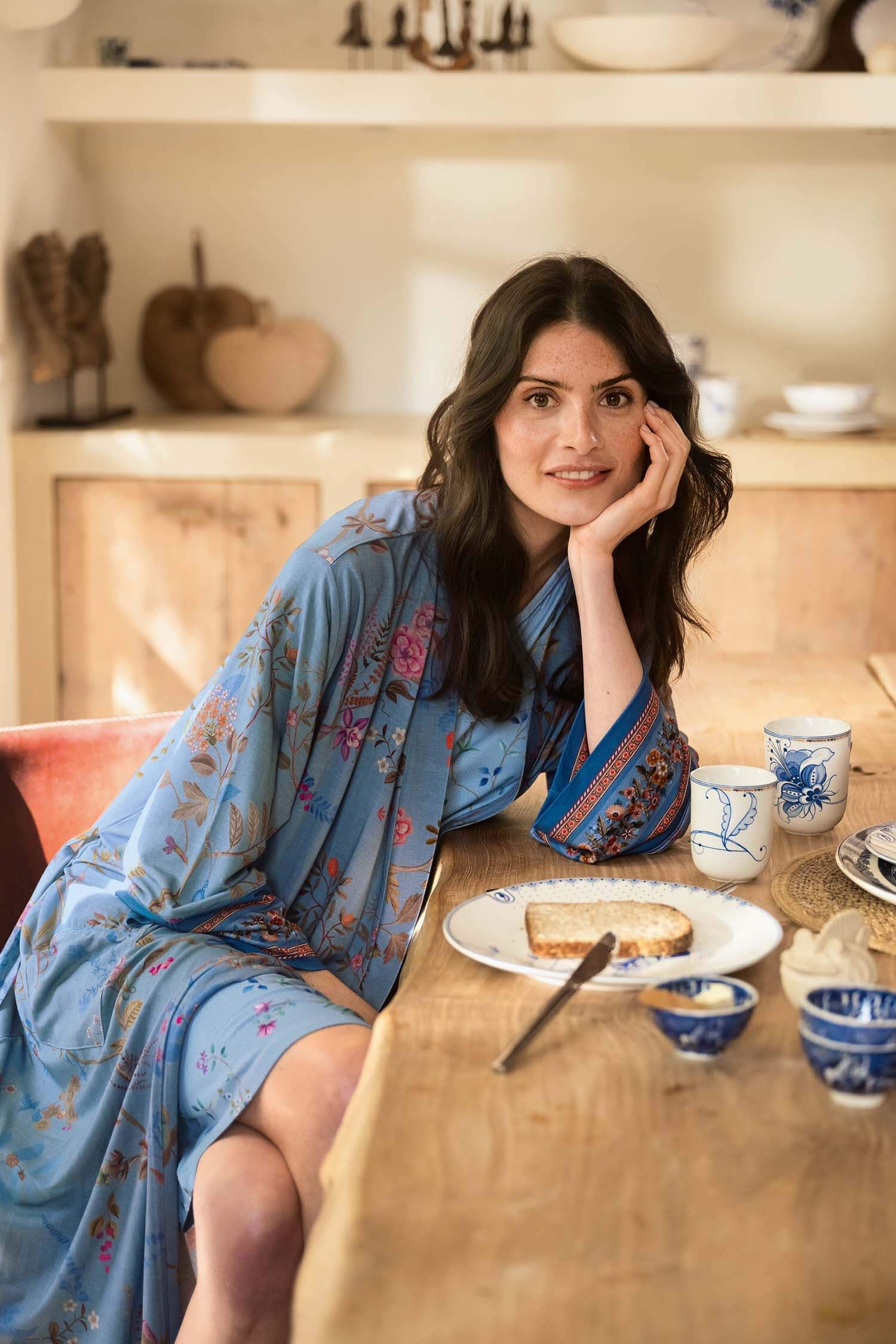 Noa Kimono Bodhi Flower Blauw