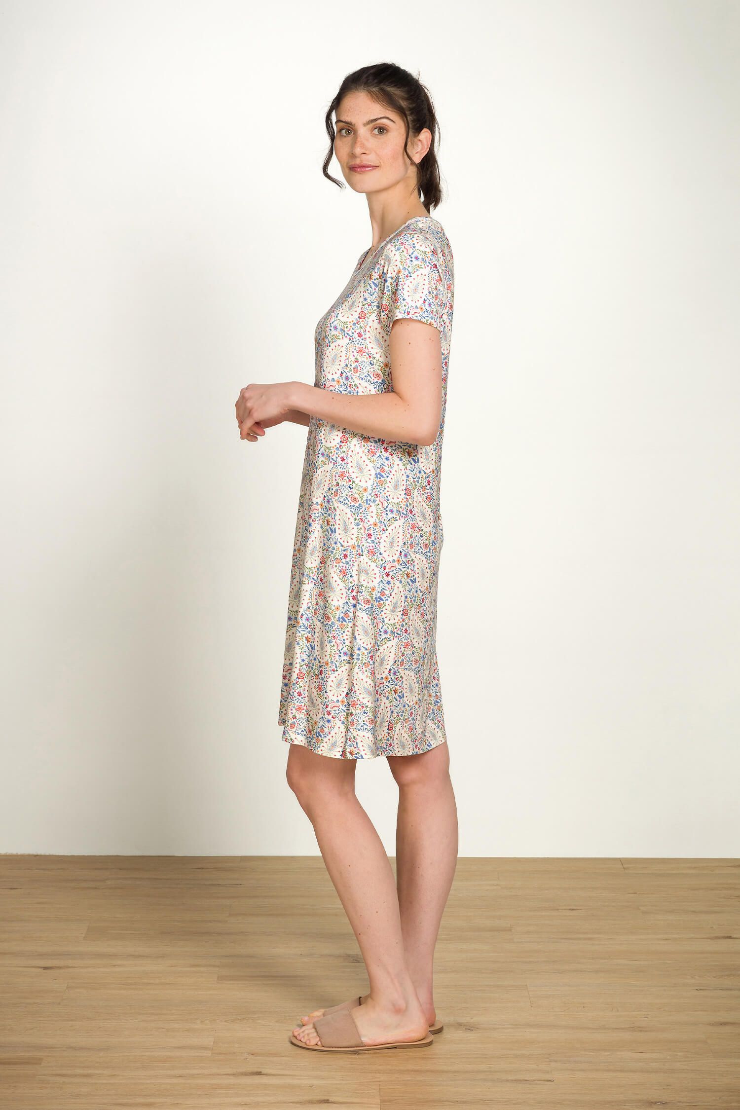 Djoy Nachthemd Korte Mouw Kairi Bloom Blauw