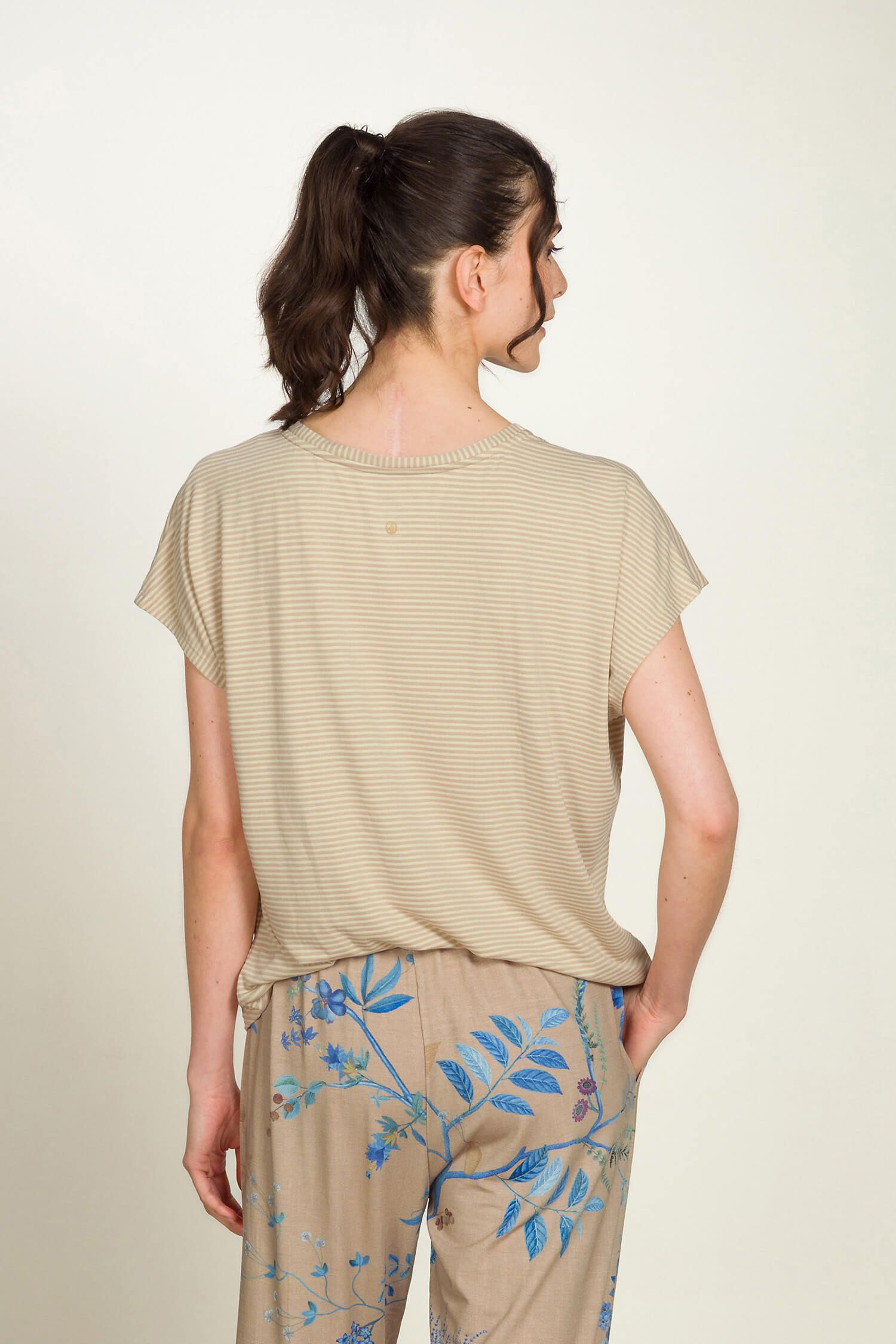 Tatum Top Korte Mouw Little Sumo Stripe Zand