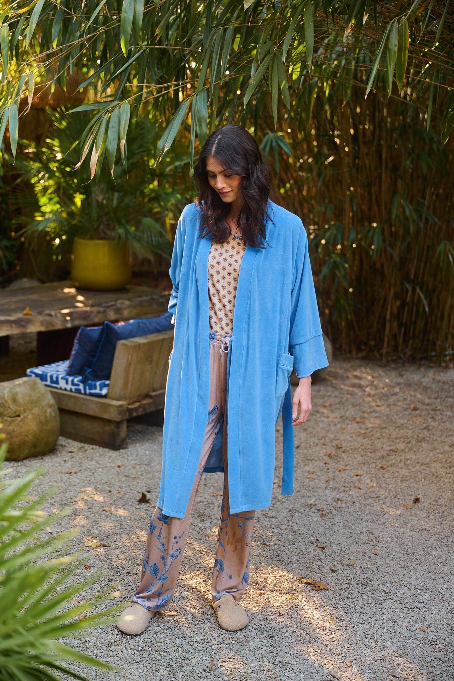 Naomi Kimono Velvet Blauw