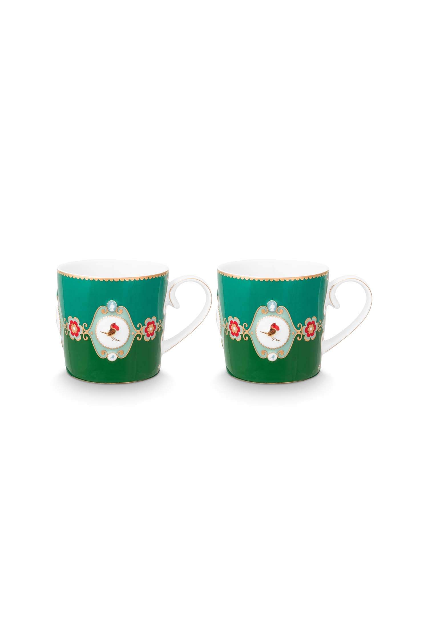 Set/2 Tasses Petite Love Birds Medallion Emerald-Vert