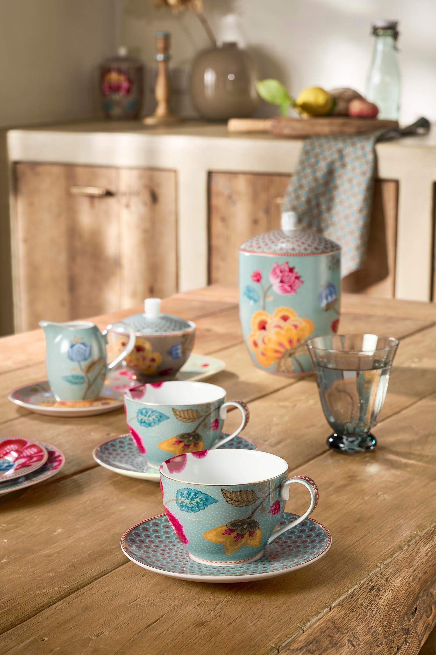 Set/2 Cups and Saucers Blooming Tales Fantasy Blue 280ml