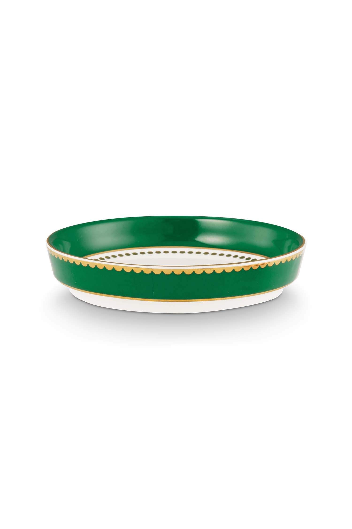 Tea for One Love Birds Medallion Stripes Emerald-Green