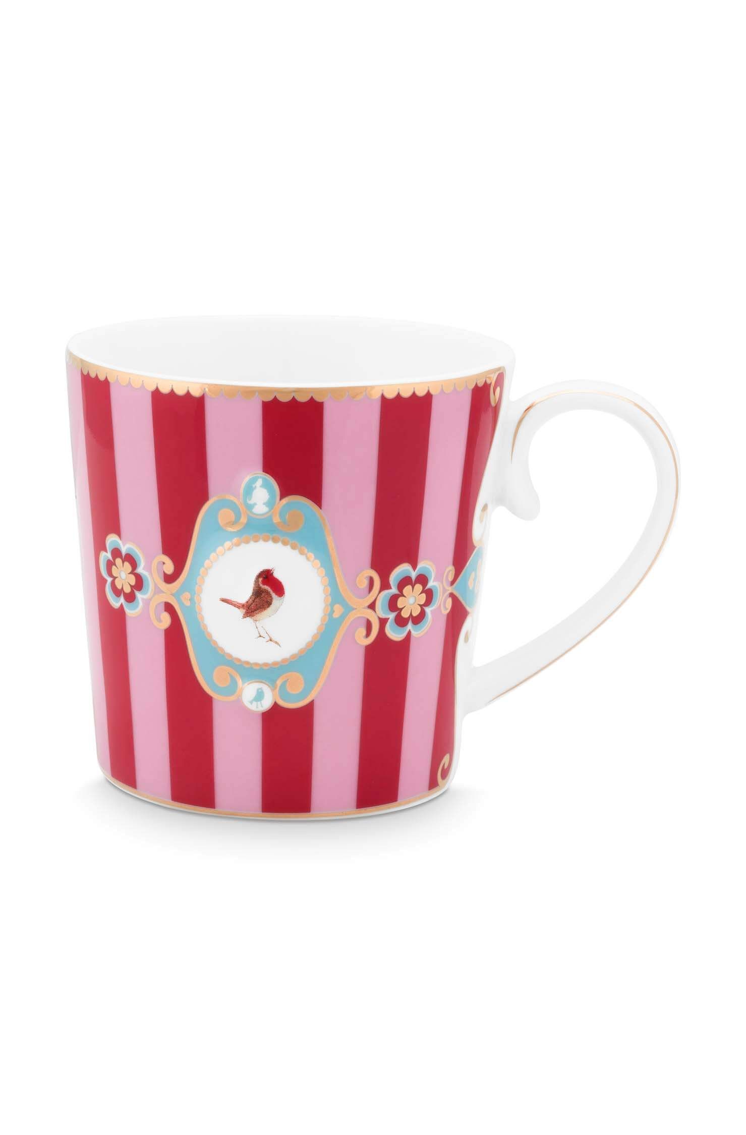 Tea for One Love Birds Medallion Stripes Red-Pink