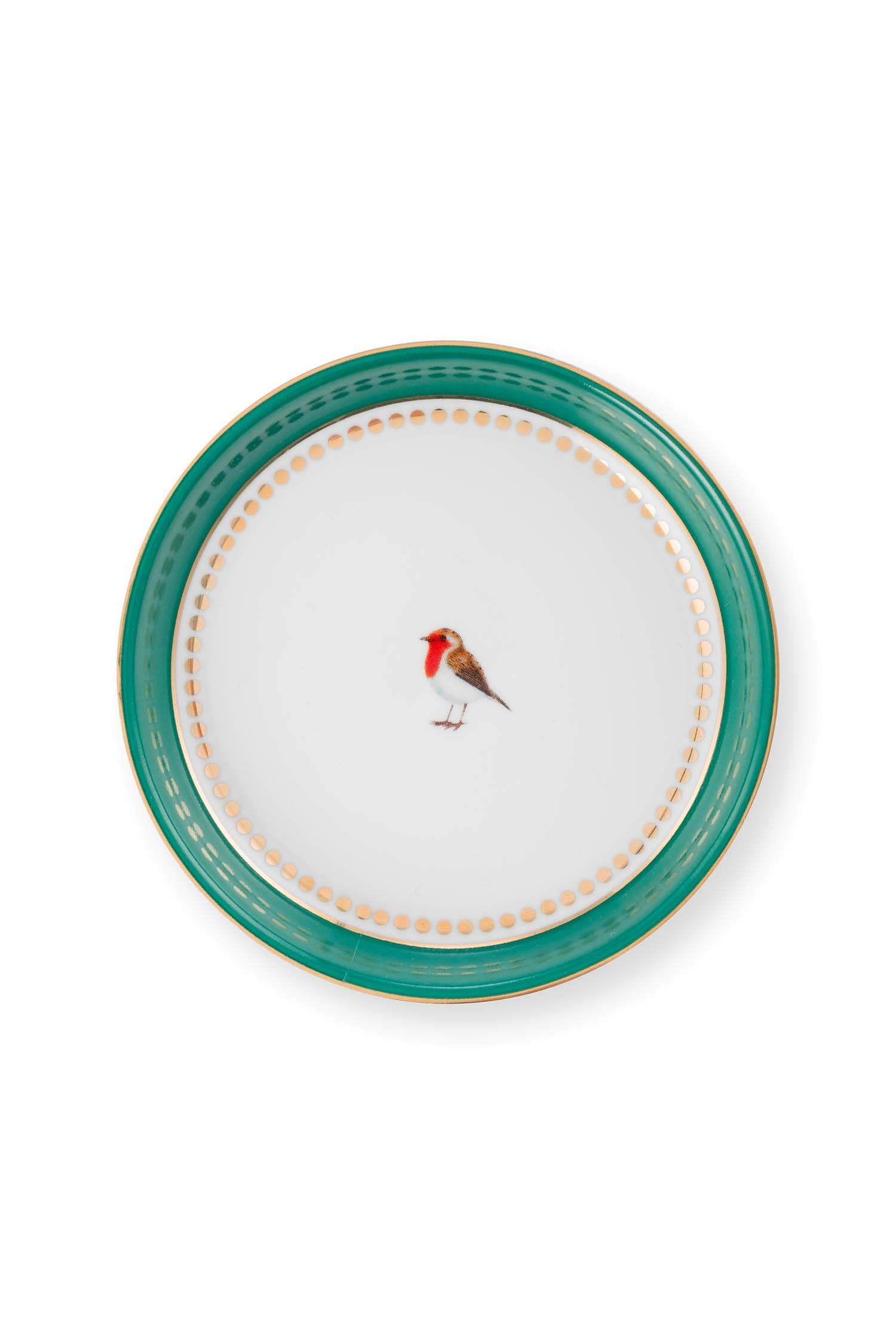 Tea for One Love Birds Medallion Stripes Emerald-Green