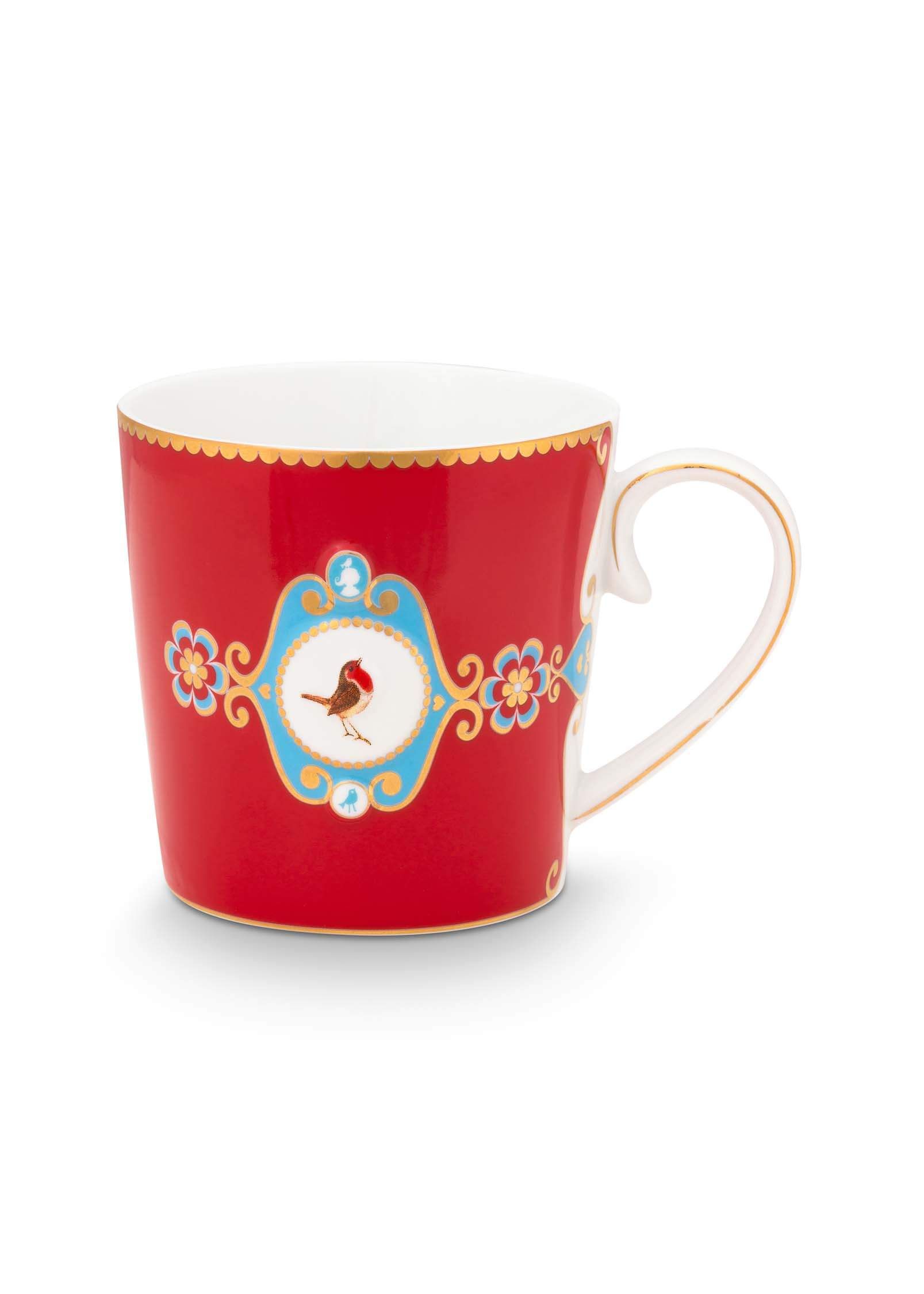 Set/2 Mokken Groot Love Birds Medallion Rood