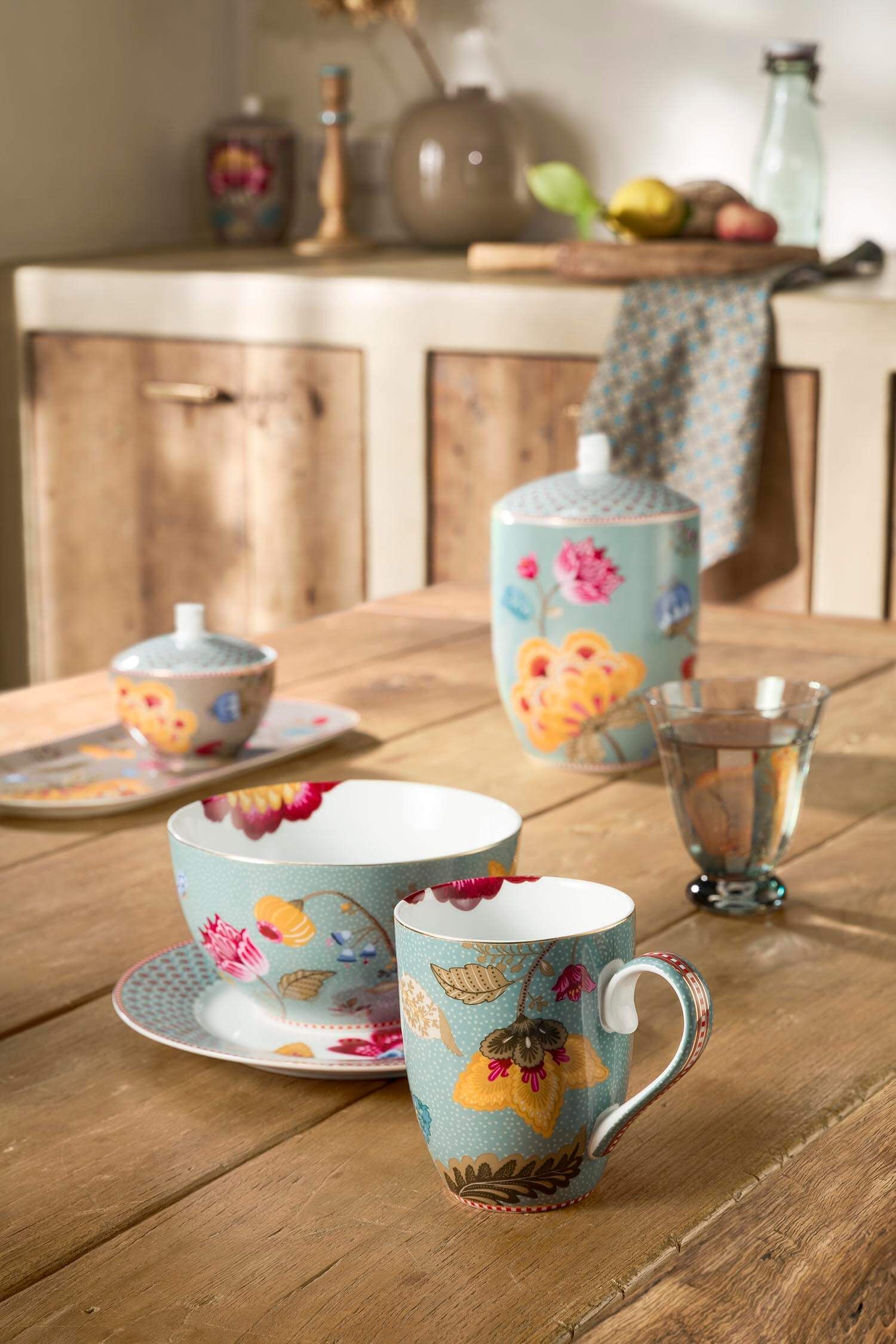 Set/3 Ontbijtset Blooming Tales Fantasy Blauw