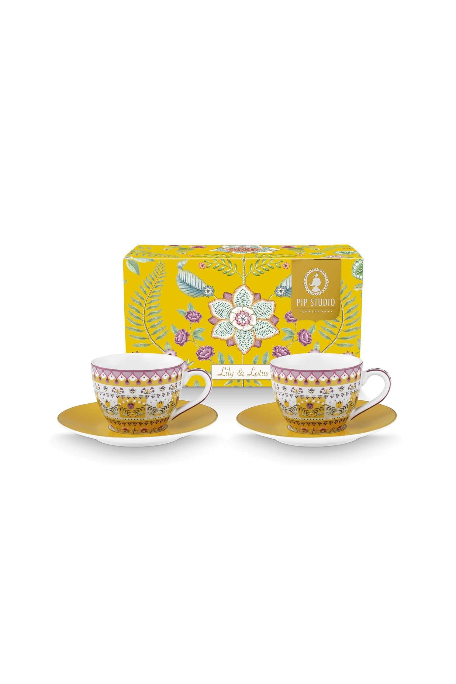 Set/2 Tasses et Soucoupes à Expresso Lily&Lotus Jaune 120ml