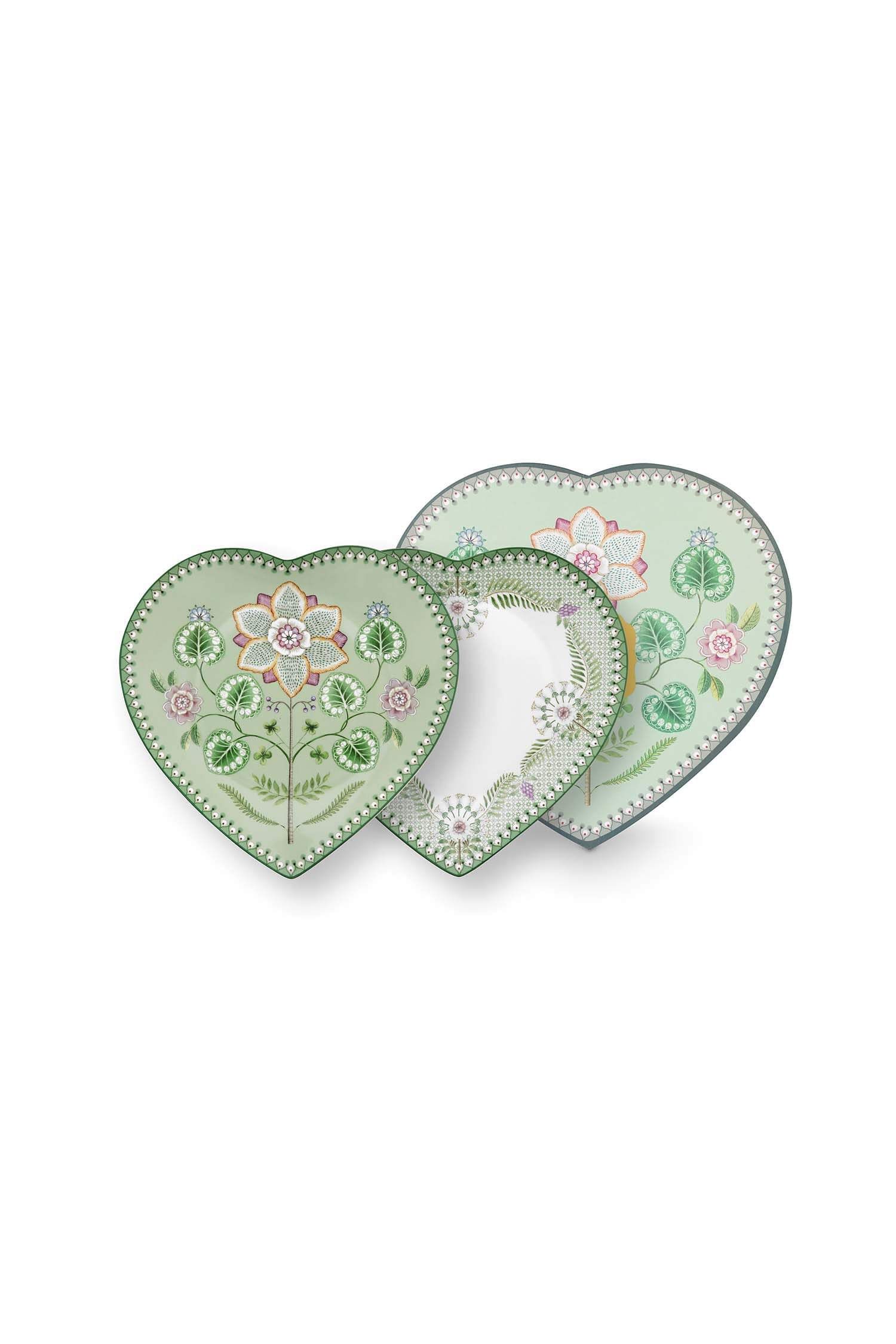 Set/2 Assiettes en Forme de Cœur Lily&Lotus Vert Clair 21.5cm