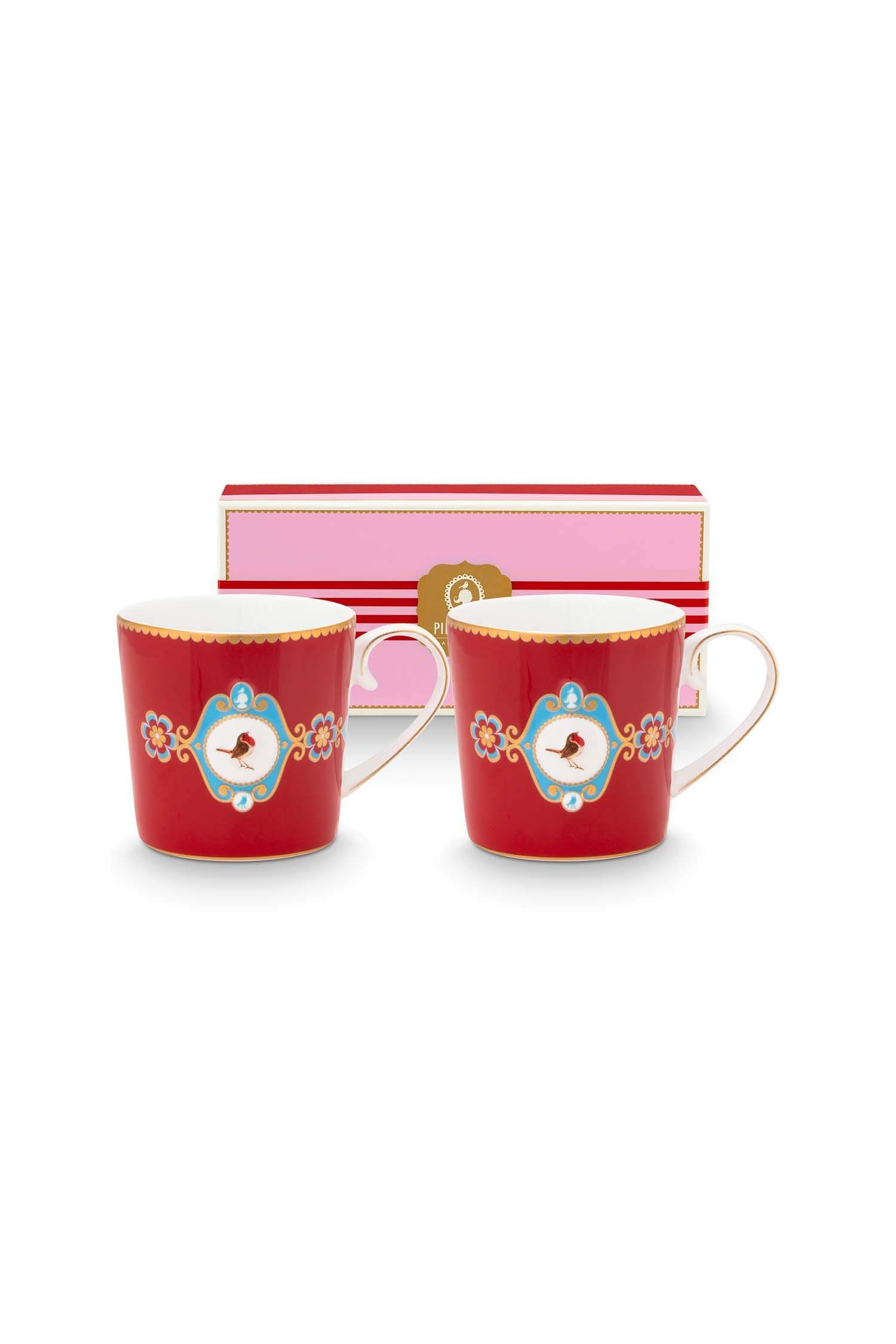 Set/2 Tasses Petite Love Birds Medallion Rouge