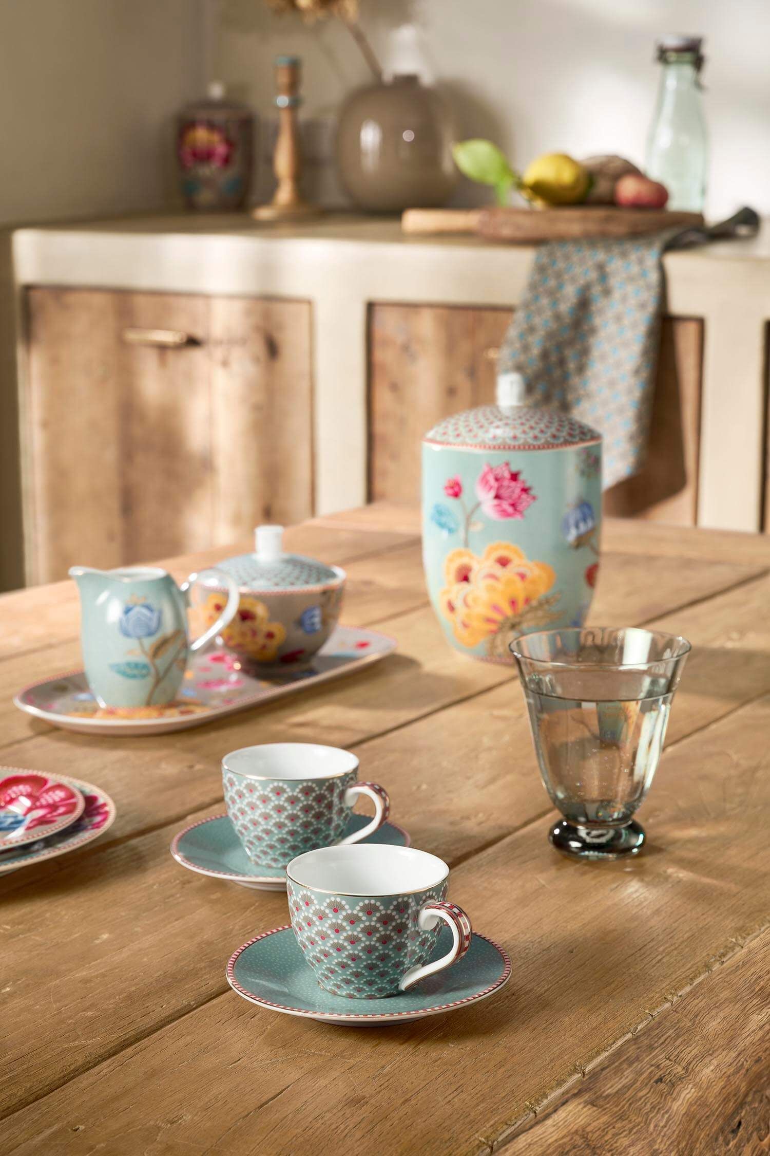 Set/2 Espresso Cups and Saucers Blooming Tales Blue 120ml