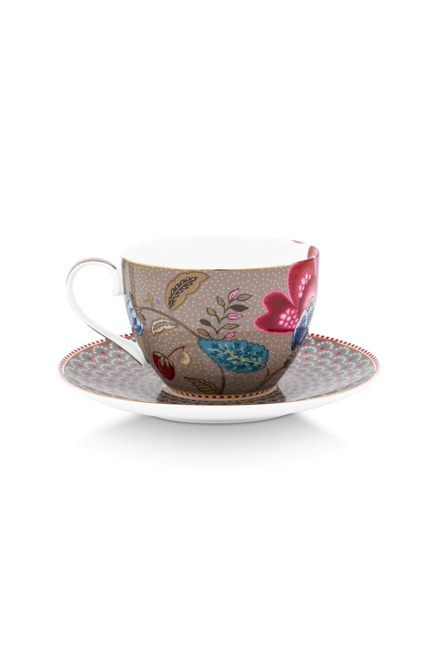 Set/2 Cups and Saucers Blooming Tales Fantasy Khaki 300ml