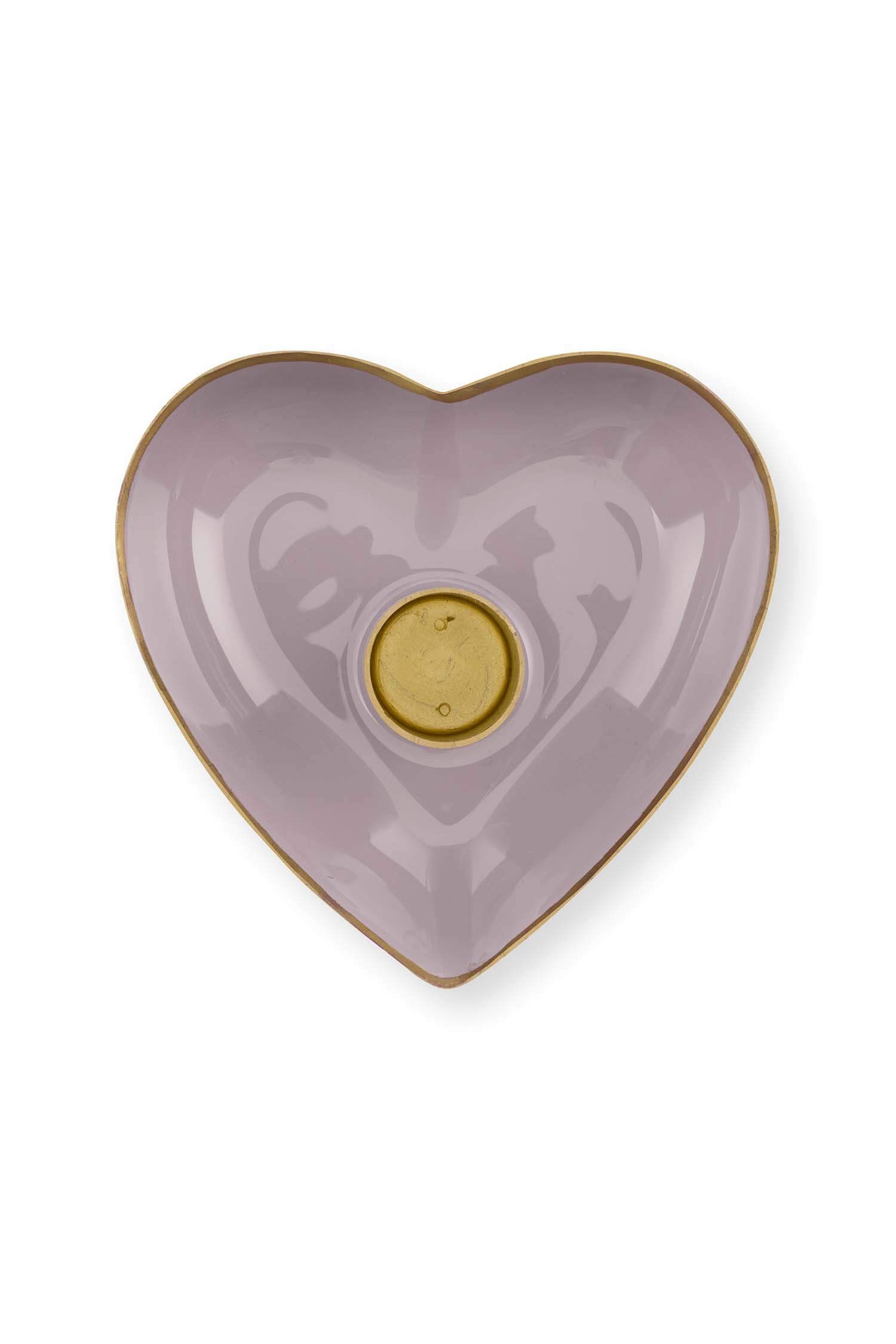 Set/2 Candle Holders Metal Heart Lilac