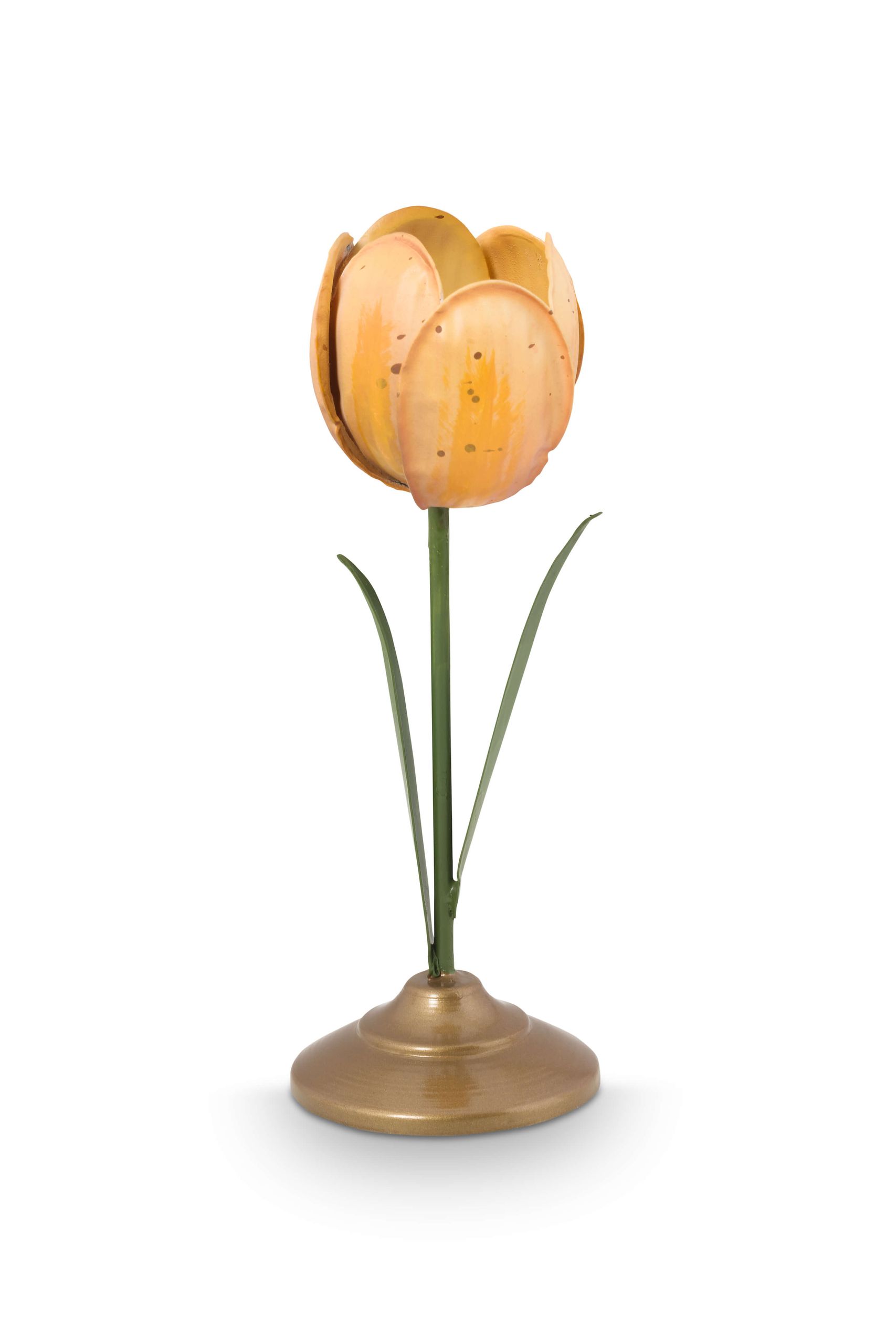 Candle Holder Metal Tulip Yellow 21cm