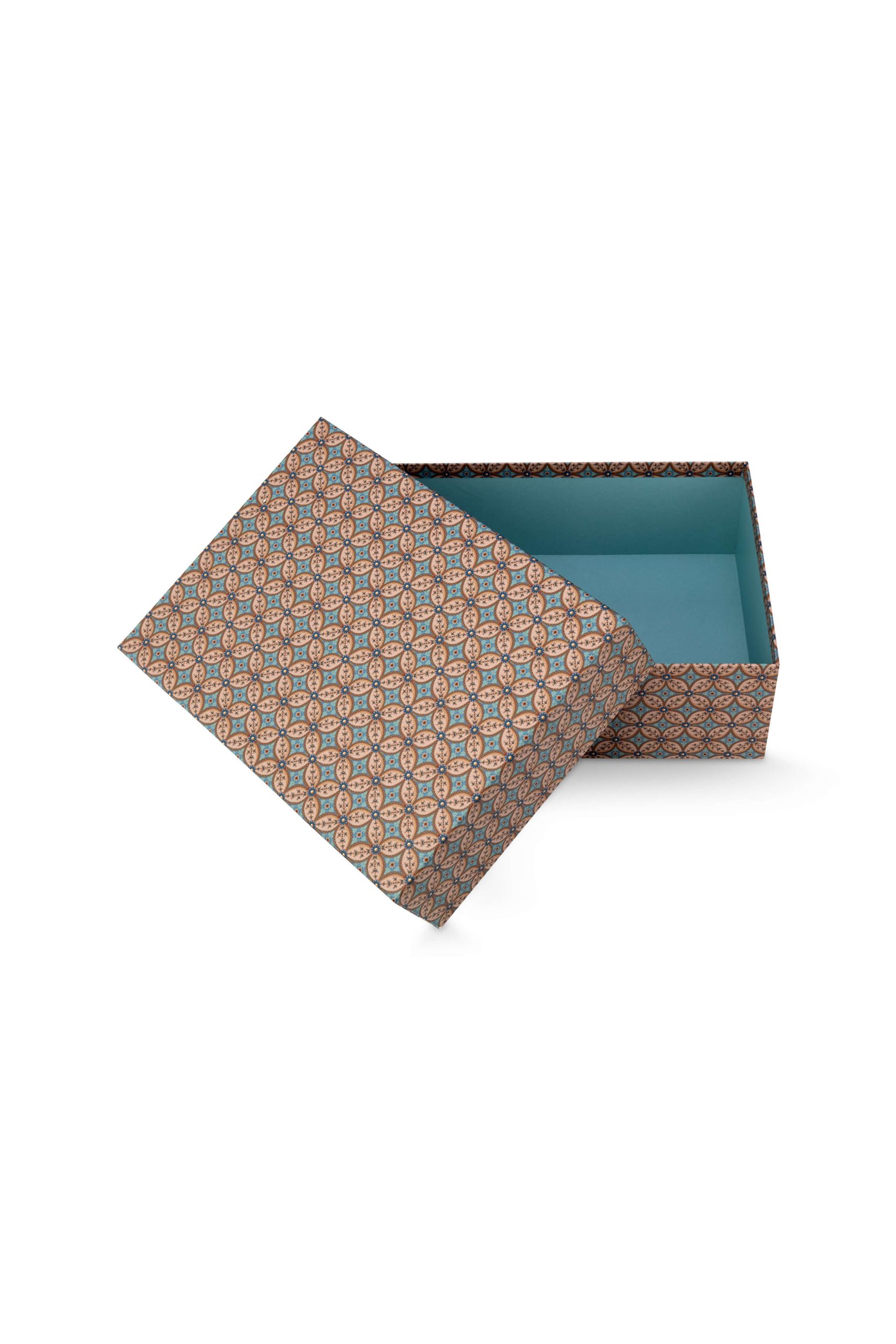 Set/2 Box Rectangular Blooming Tales Blue-Khaki