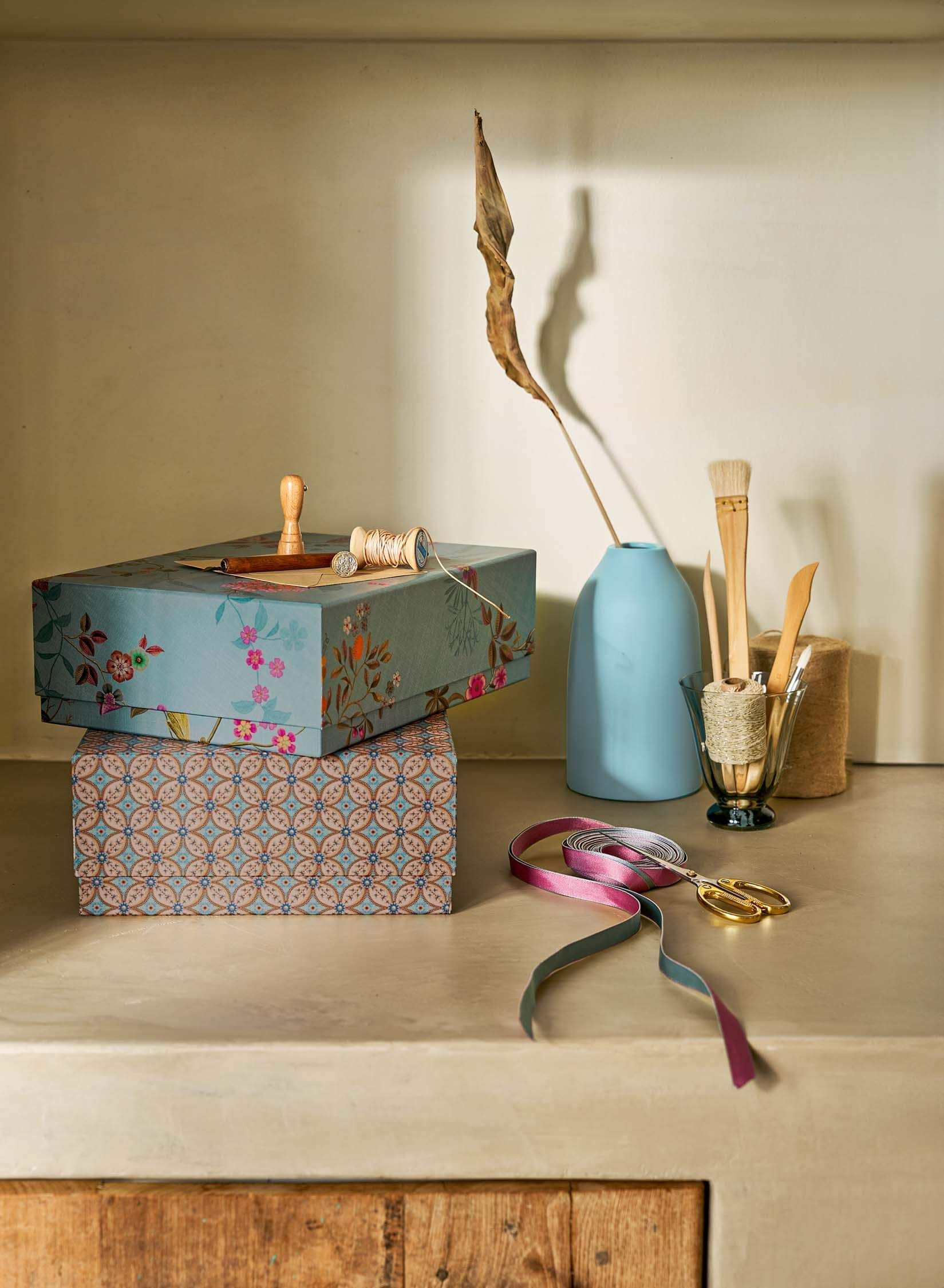 Vase Ceramic Matt Blue 20cm