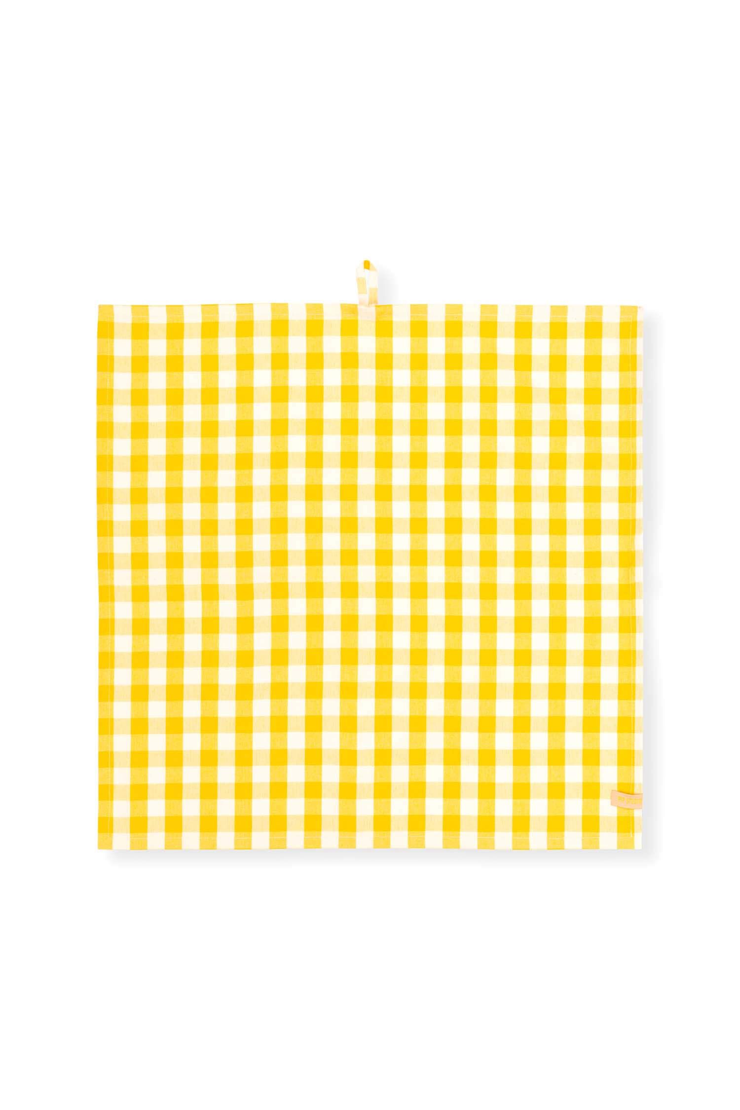 Set/2 Tea Towels Check Yellow