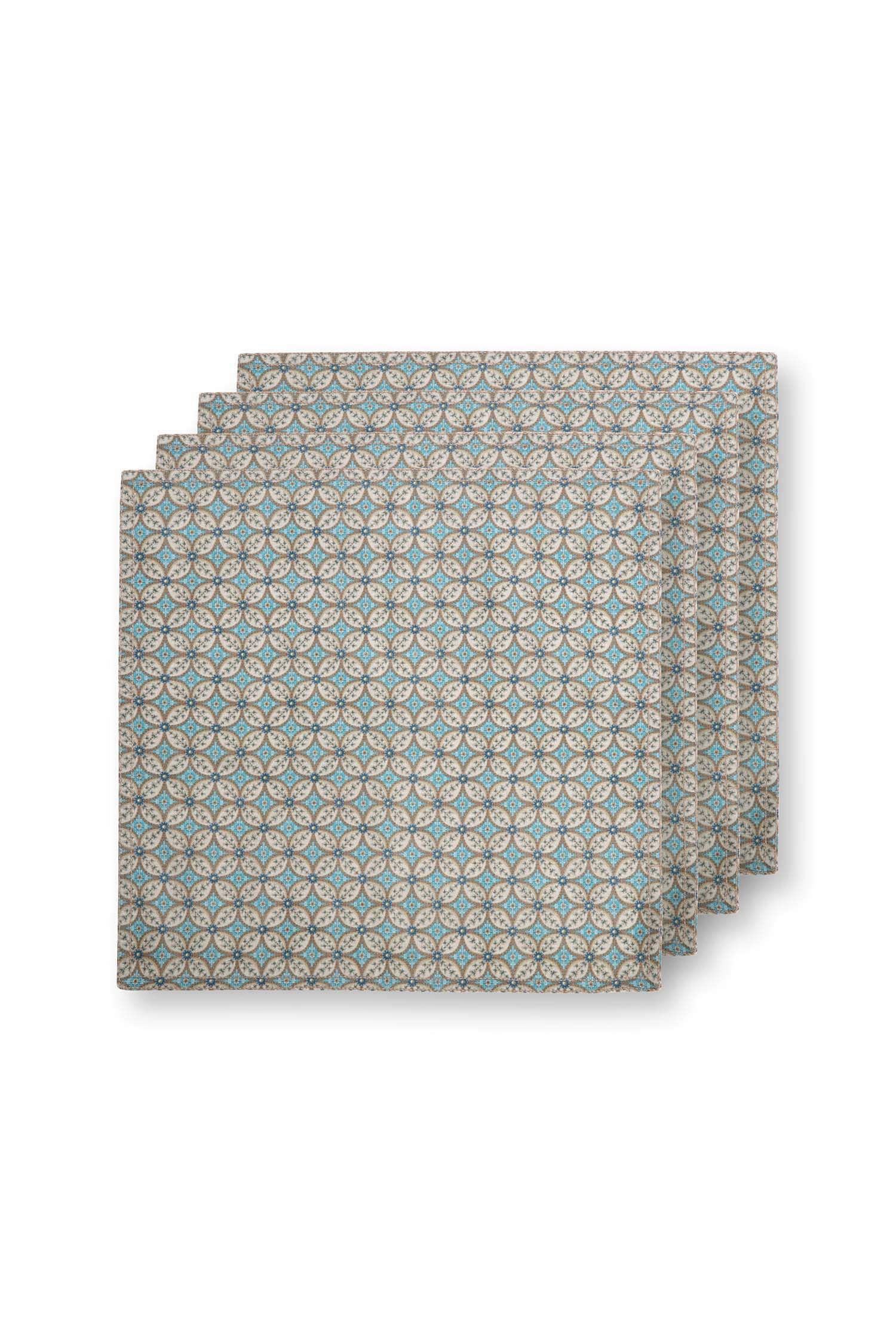 Set/4 Napkins Blooming Tales Bustani Khaki/Blue