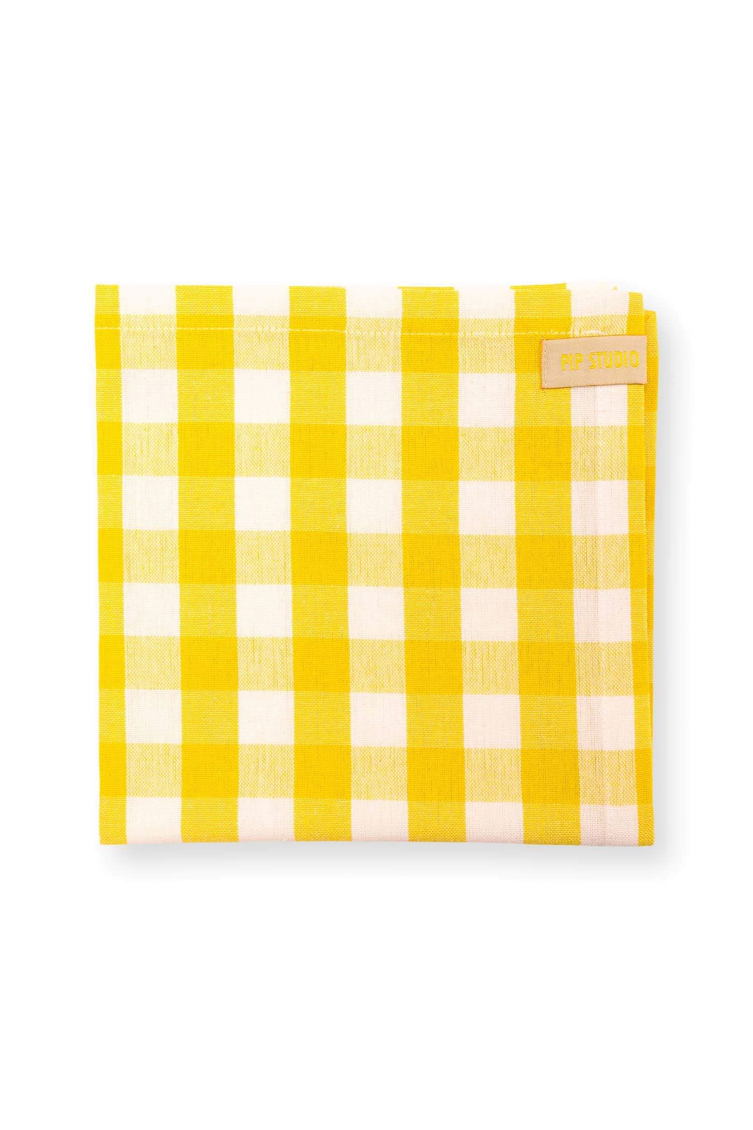 Set/4 Napkins Check Yellow