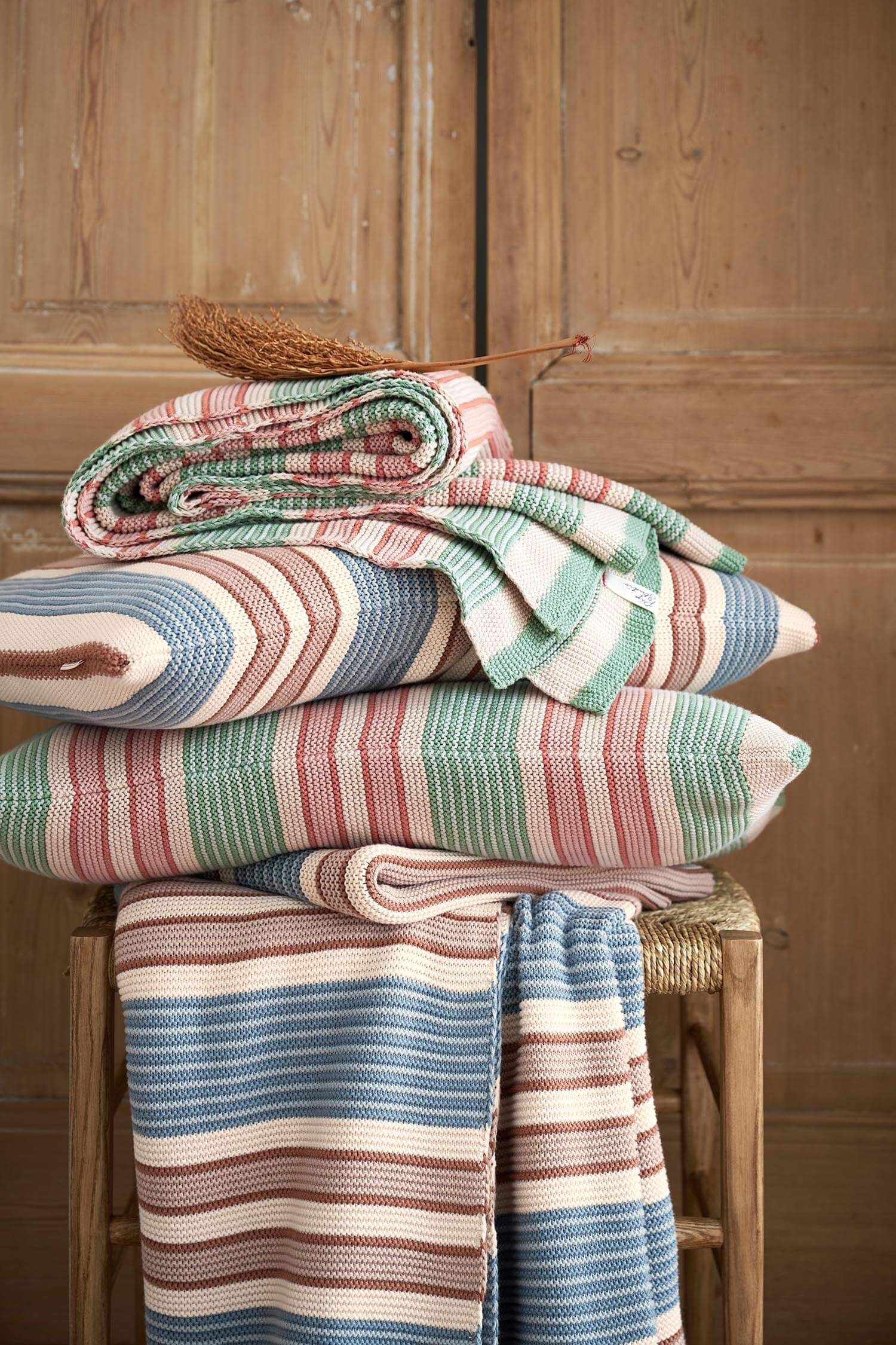 Cushion Bonsoir Combistripe Blue