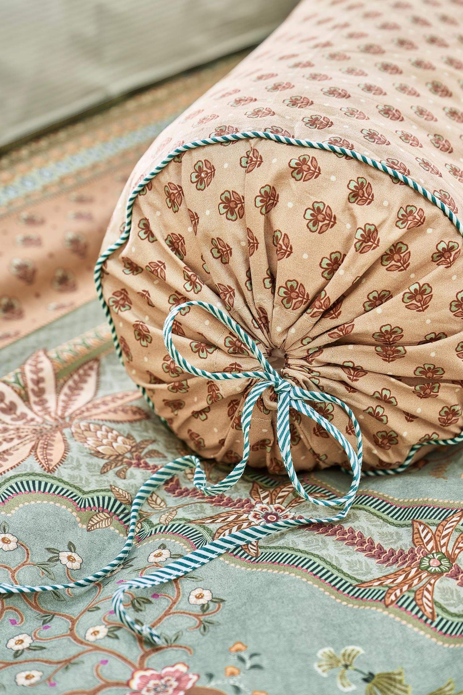 Roll Cushion Jaipur Flower Green