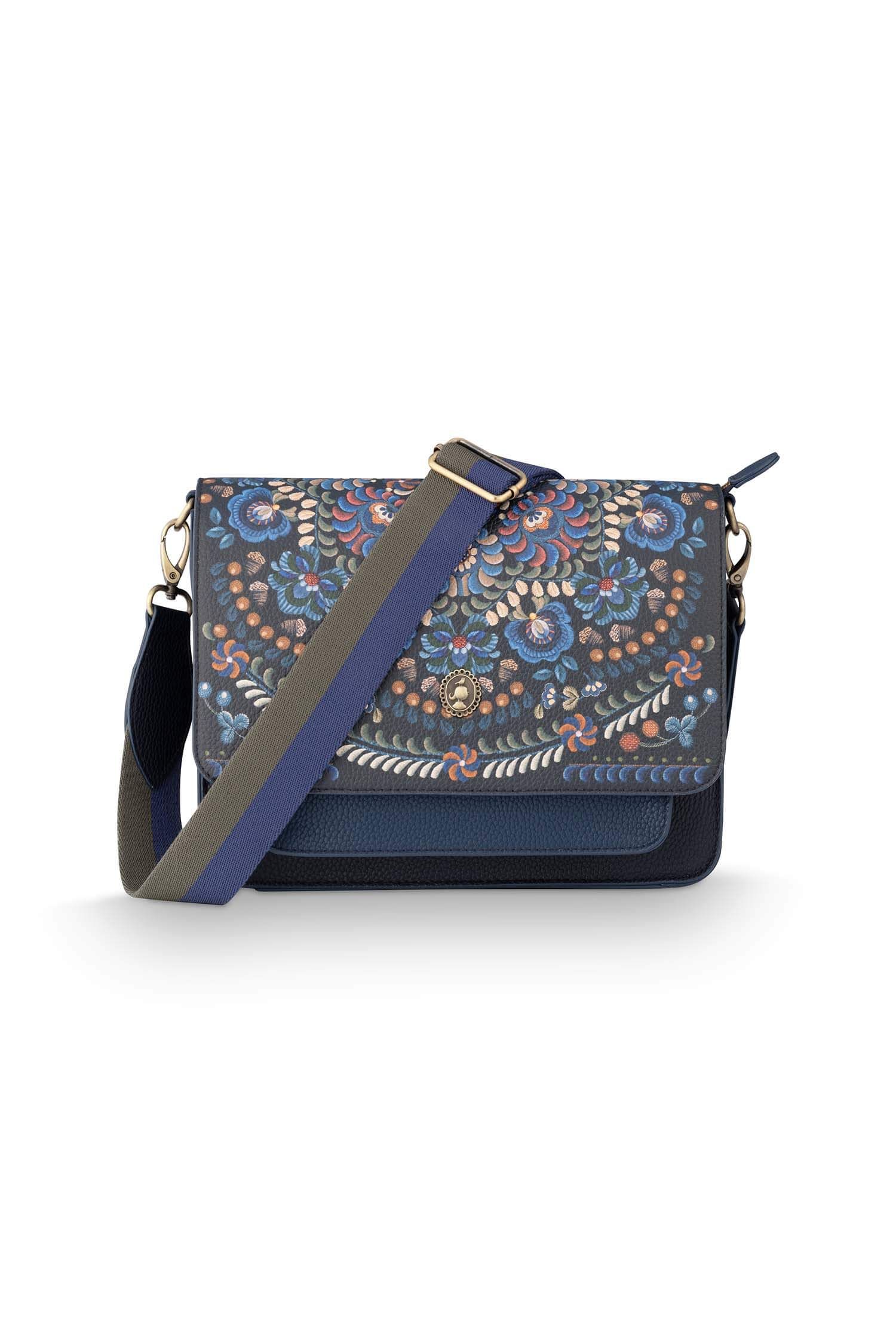 Schultertasche Fenna Mittelgroß Il Ricamo Blau