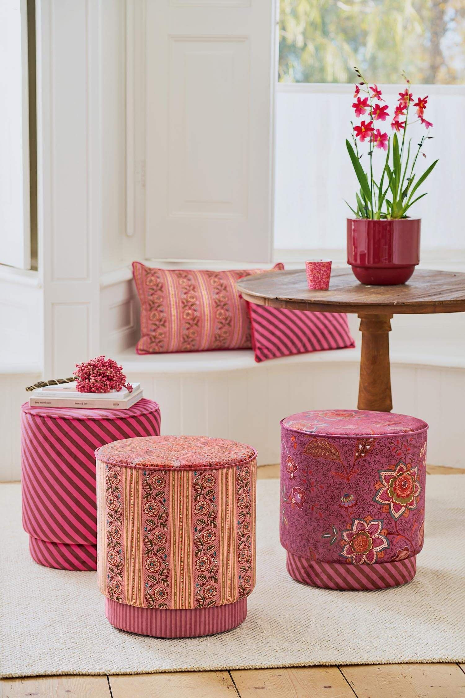 Hocker Block Stripe Rosa